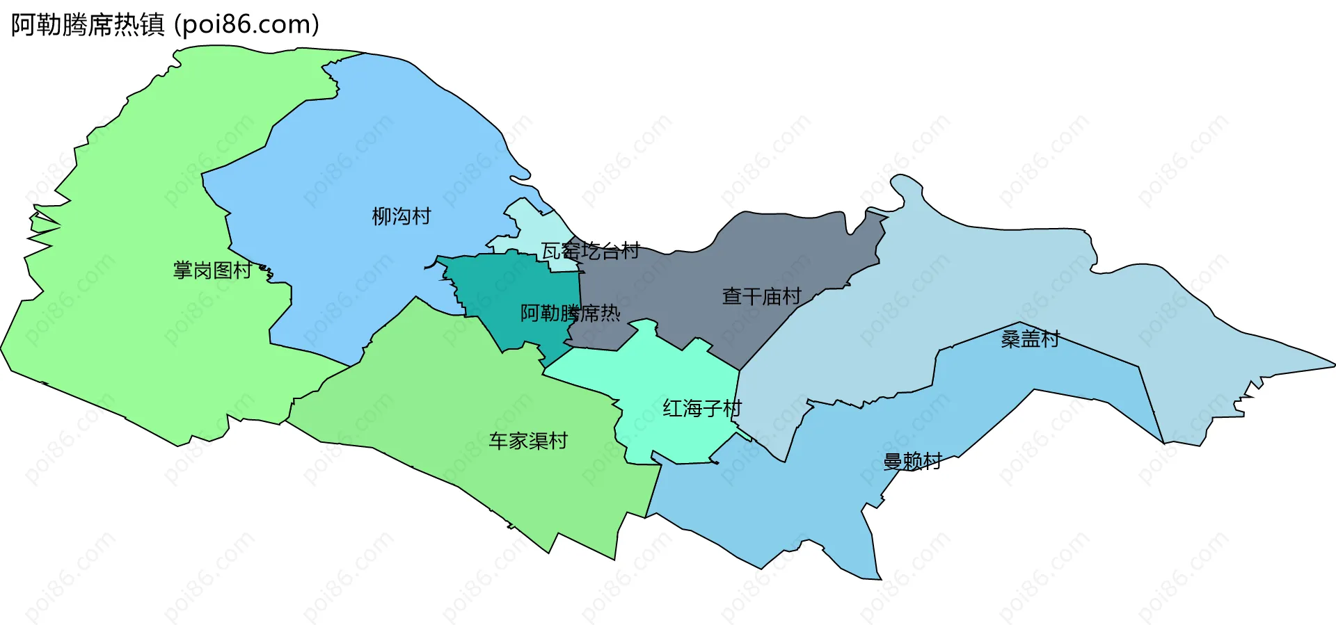 阿勒腾席热镇边界地图(五级行政区划)