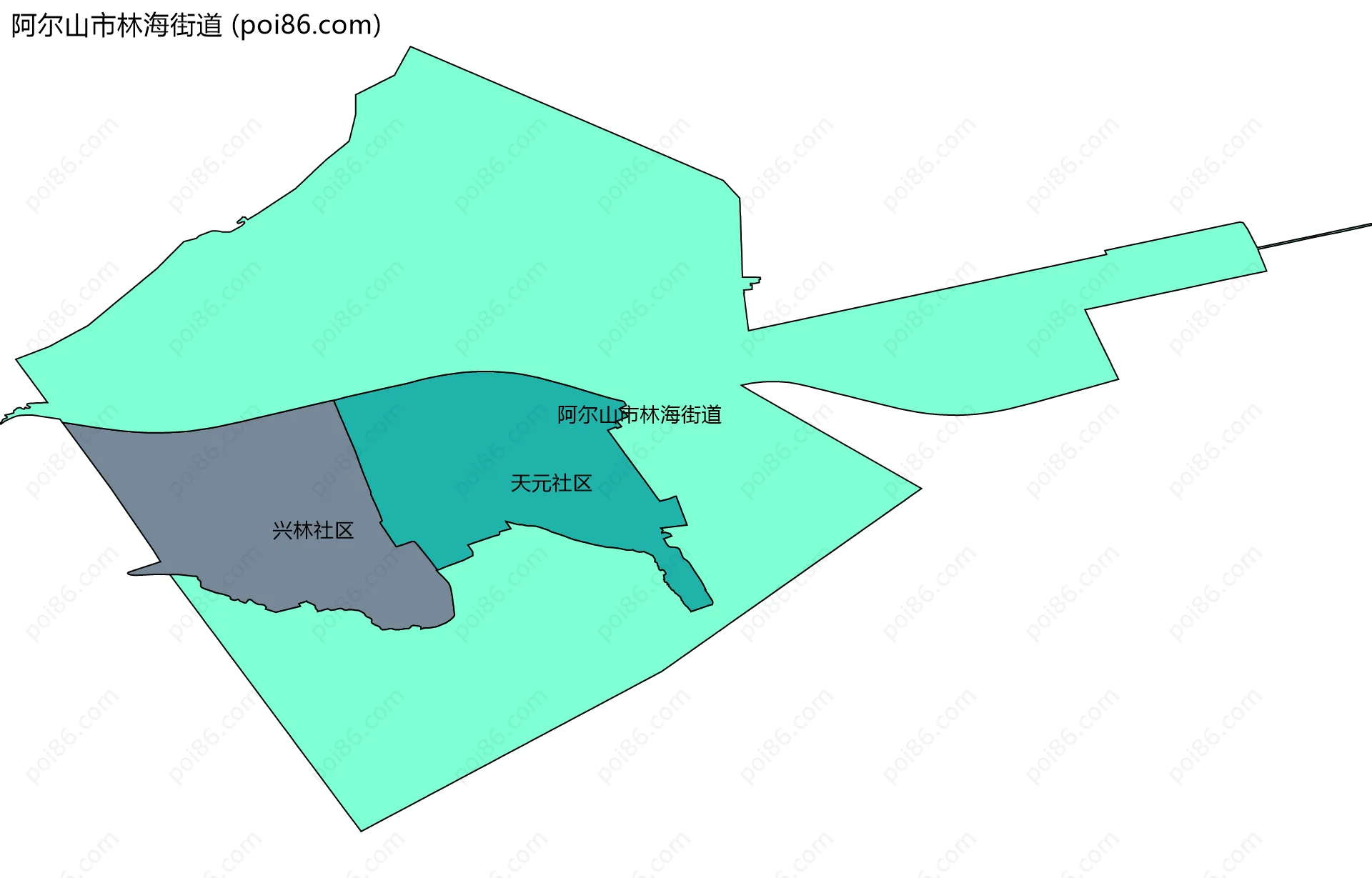 阿尔山市林海街道边界地图(五级行政区划)