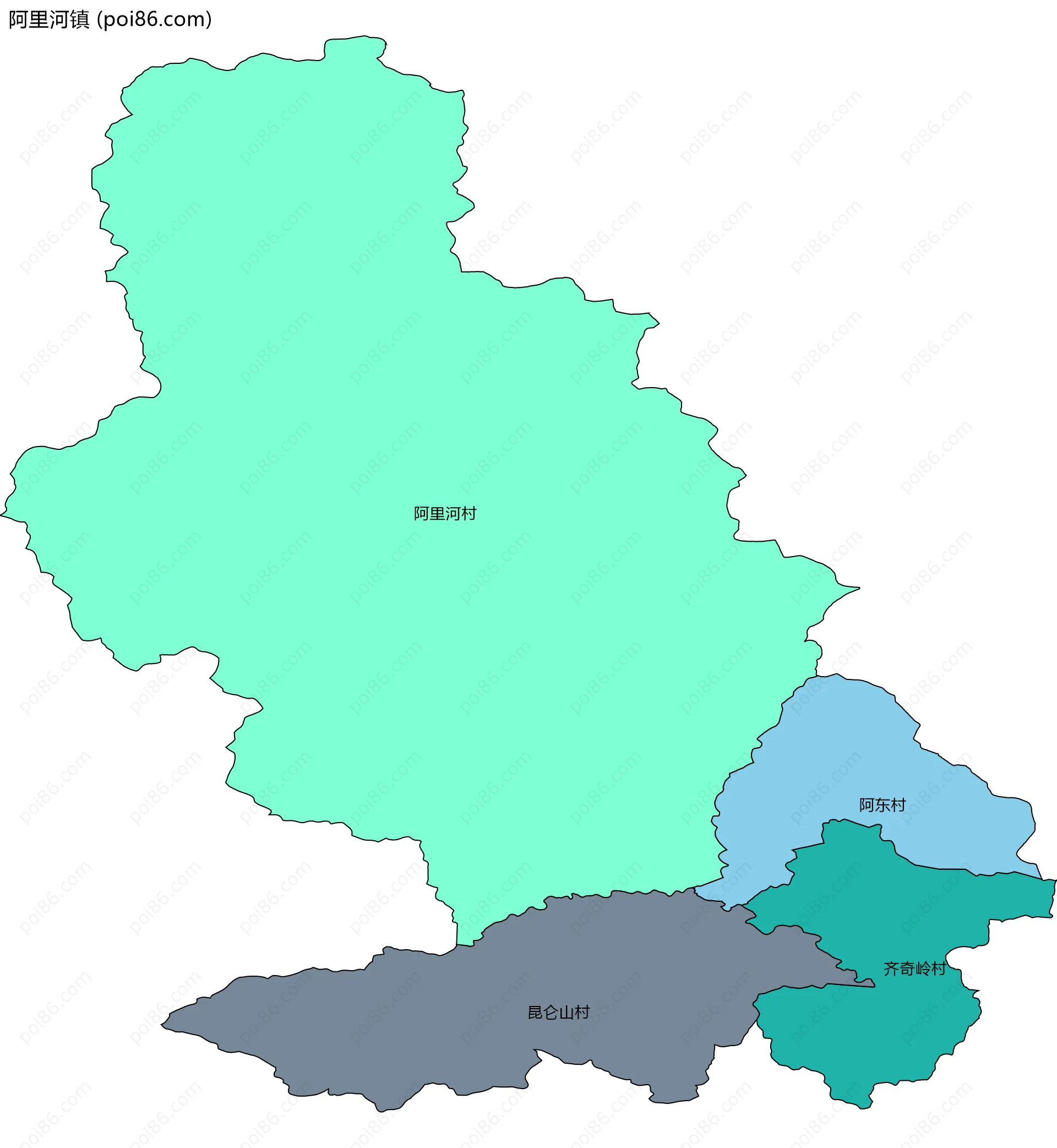 阿里河镇边界地图(五级行政区划)