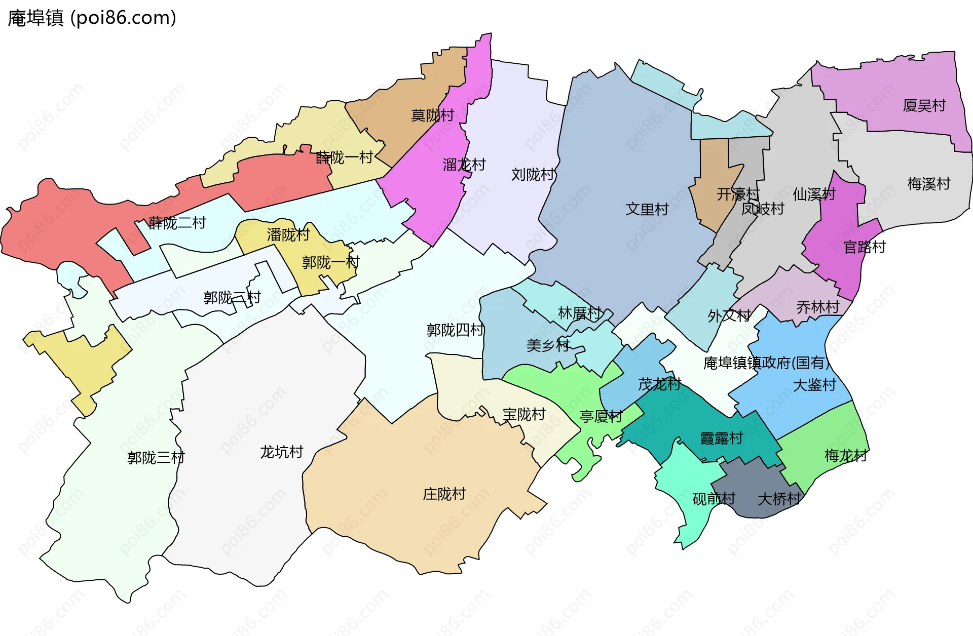 庵埠镇边界地图(五级行政区划)