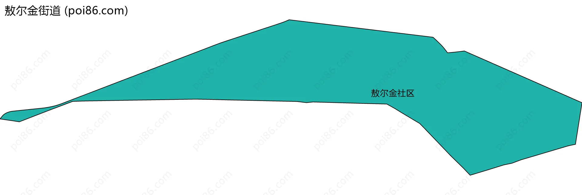 敖尔金街道边界地图(五级行政区划)