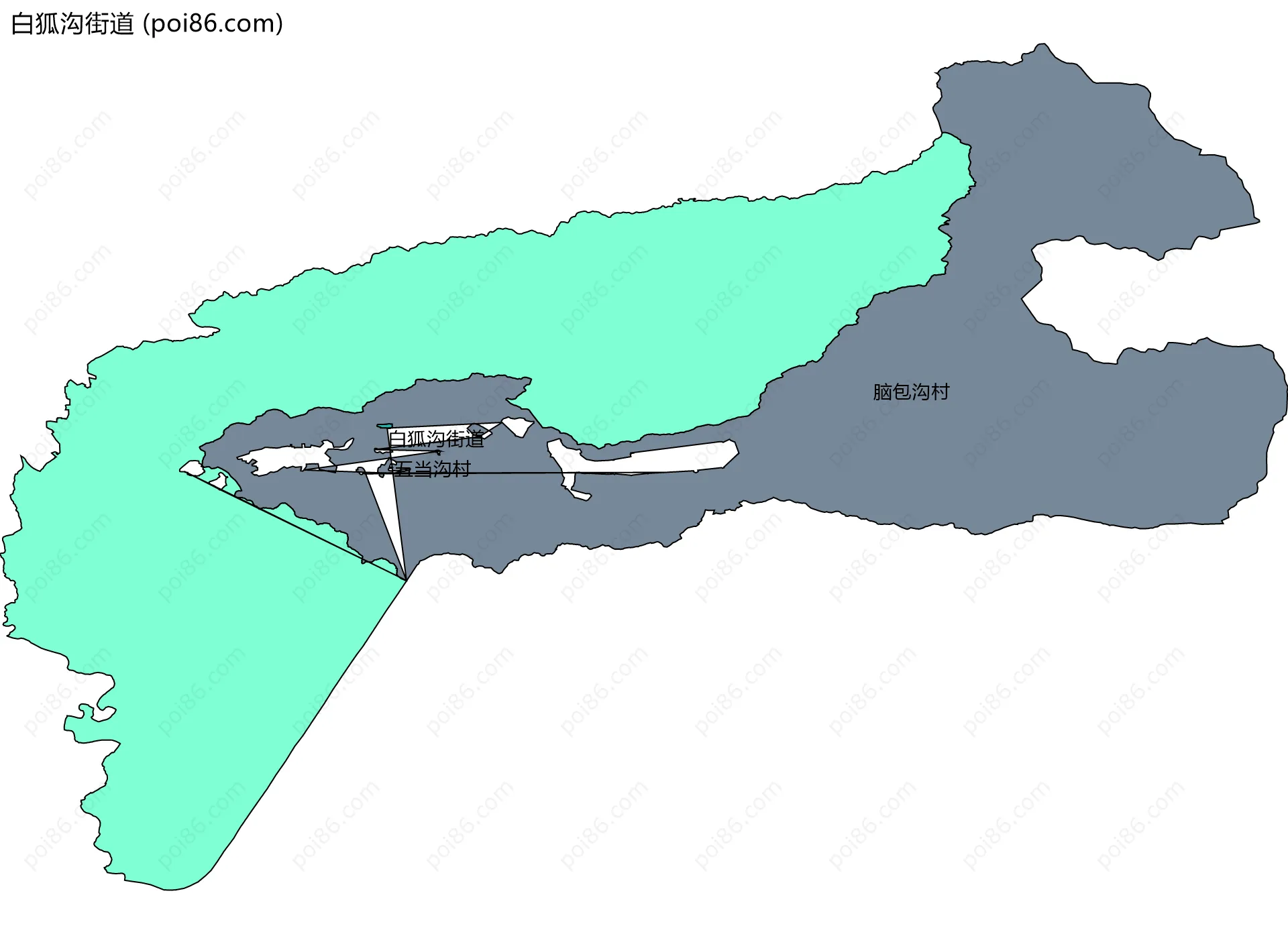 白狐沟街道边界地图(五级行政区划)