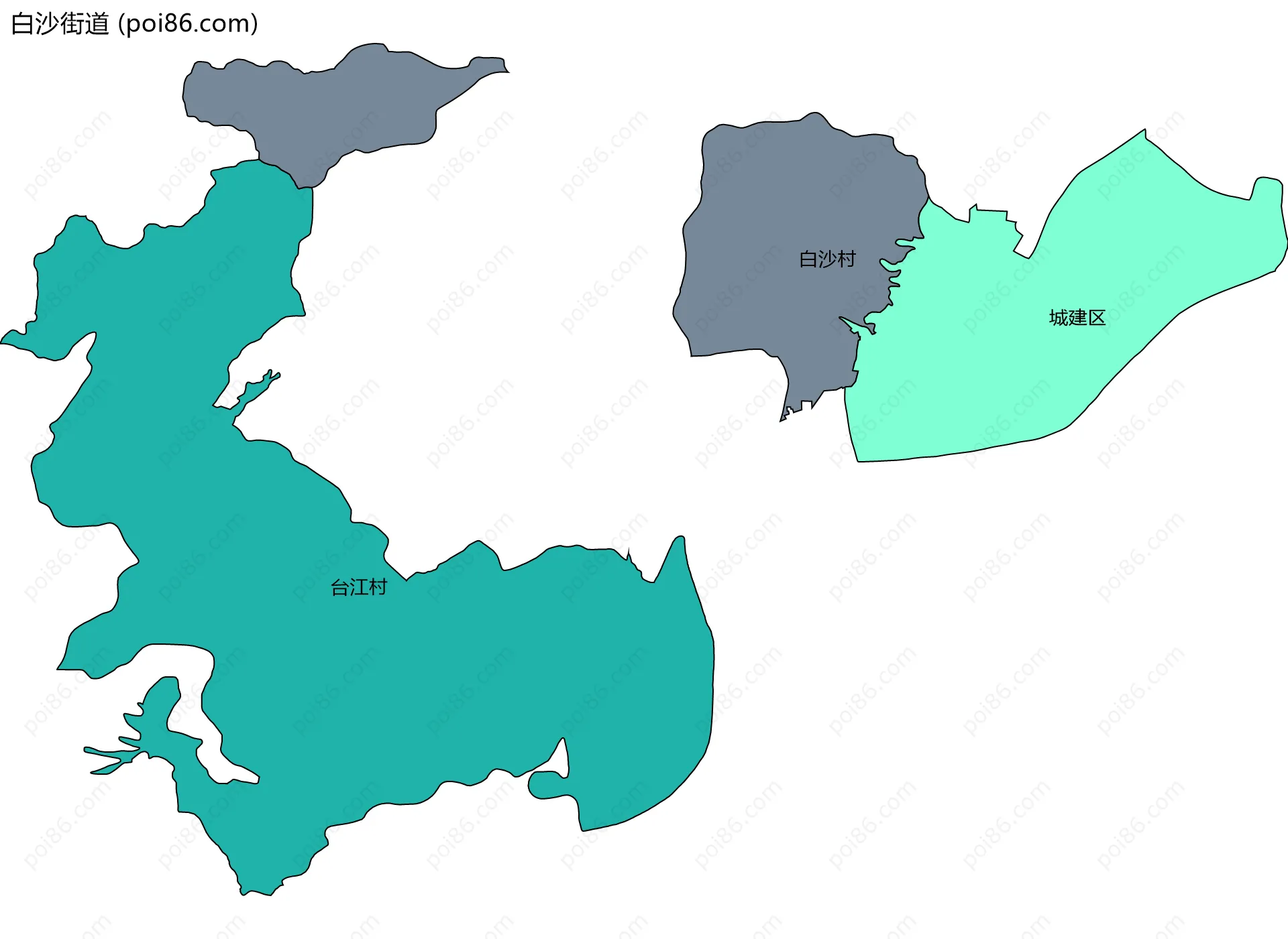 白沙街道边界地图(五级行政区划)