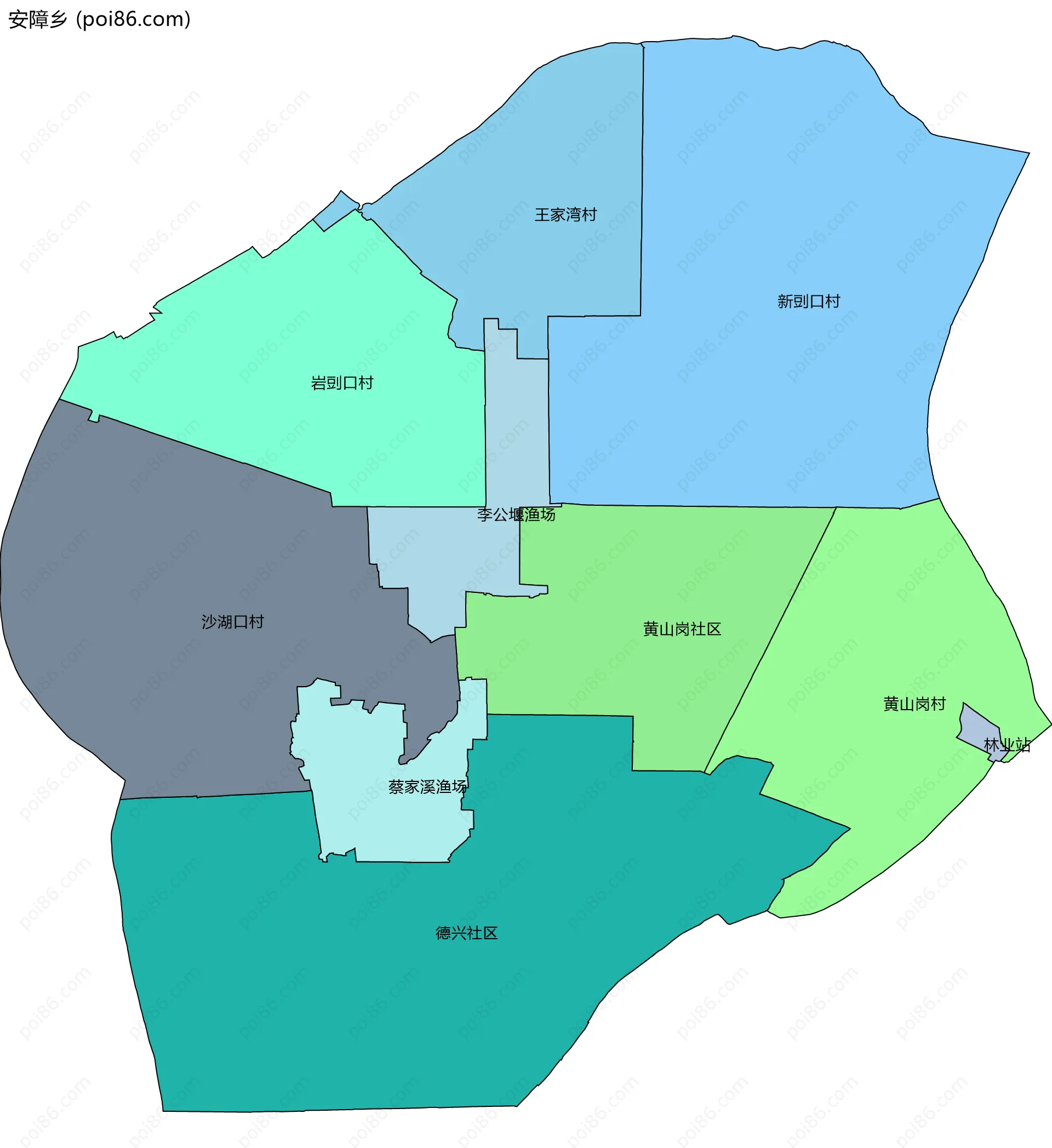 安障乡边界地图(五级行政区划)