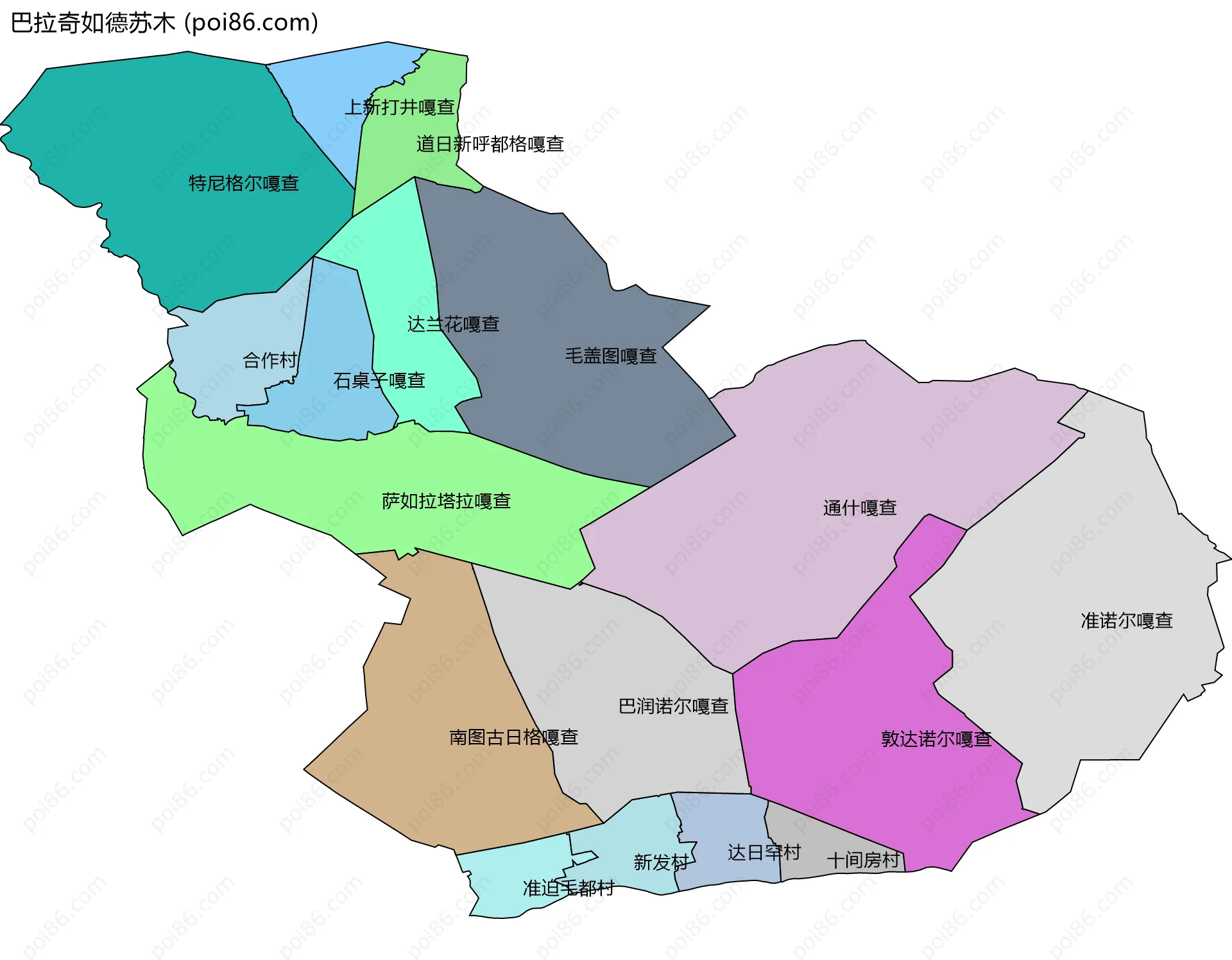 巴拉奇如德苏木边界地图(五级行政区划)