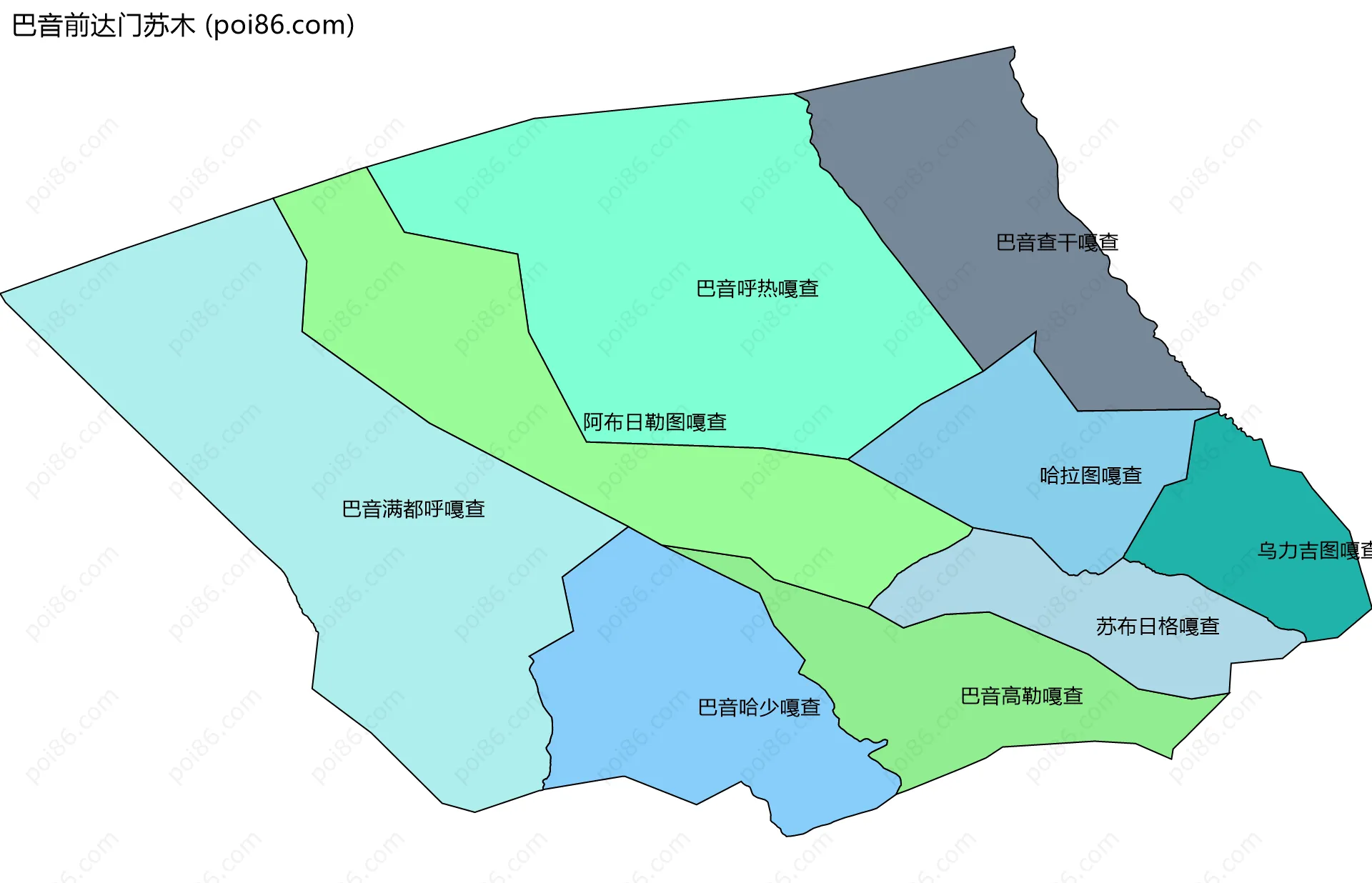 巴音前达门苏木边界地图(五级行政区划)