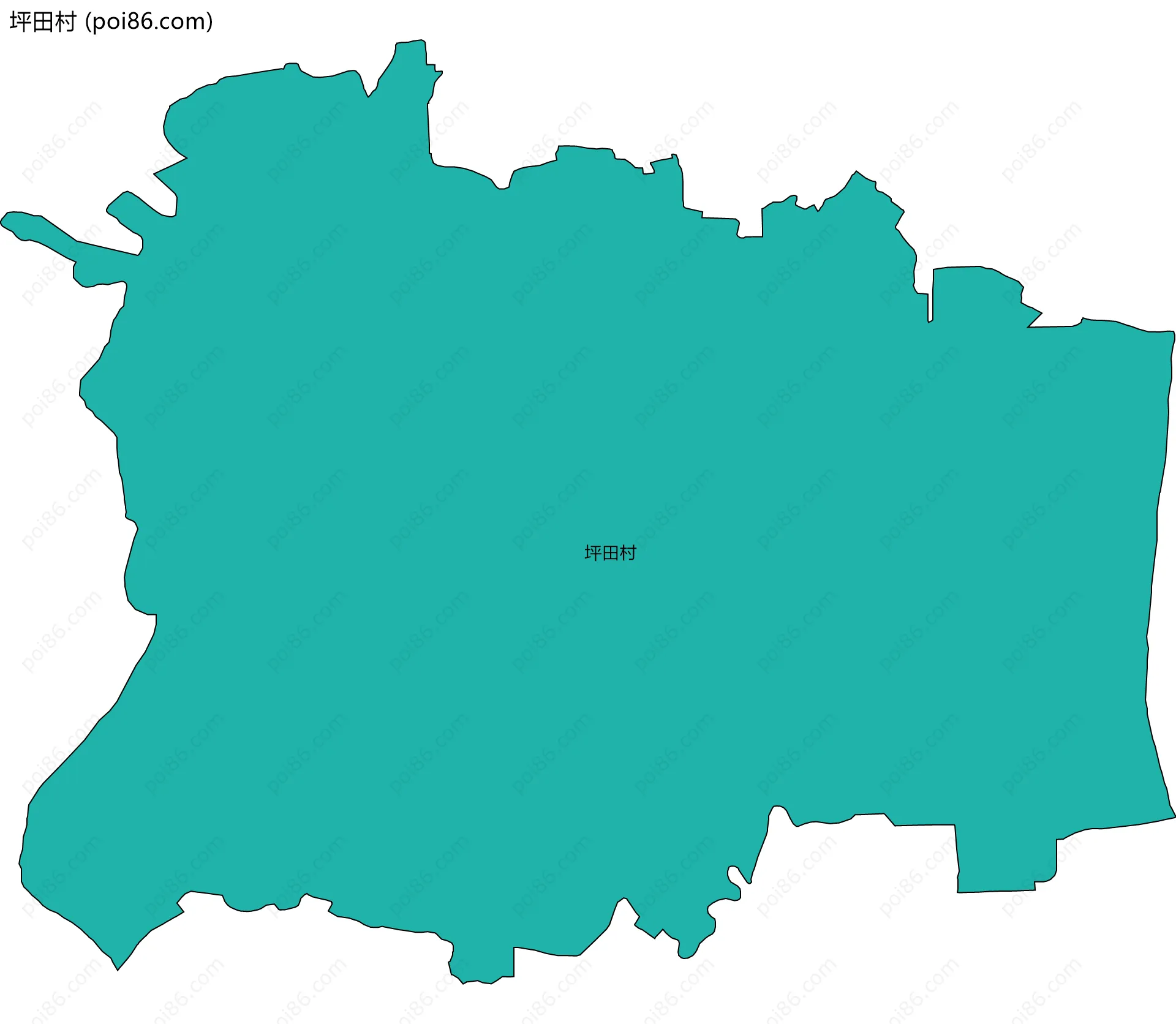 坪田村边界地图