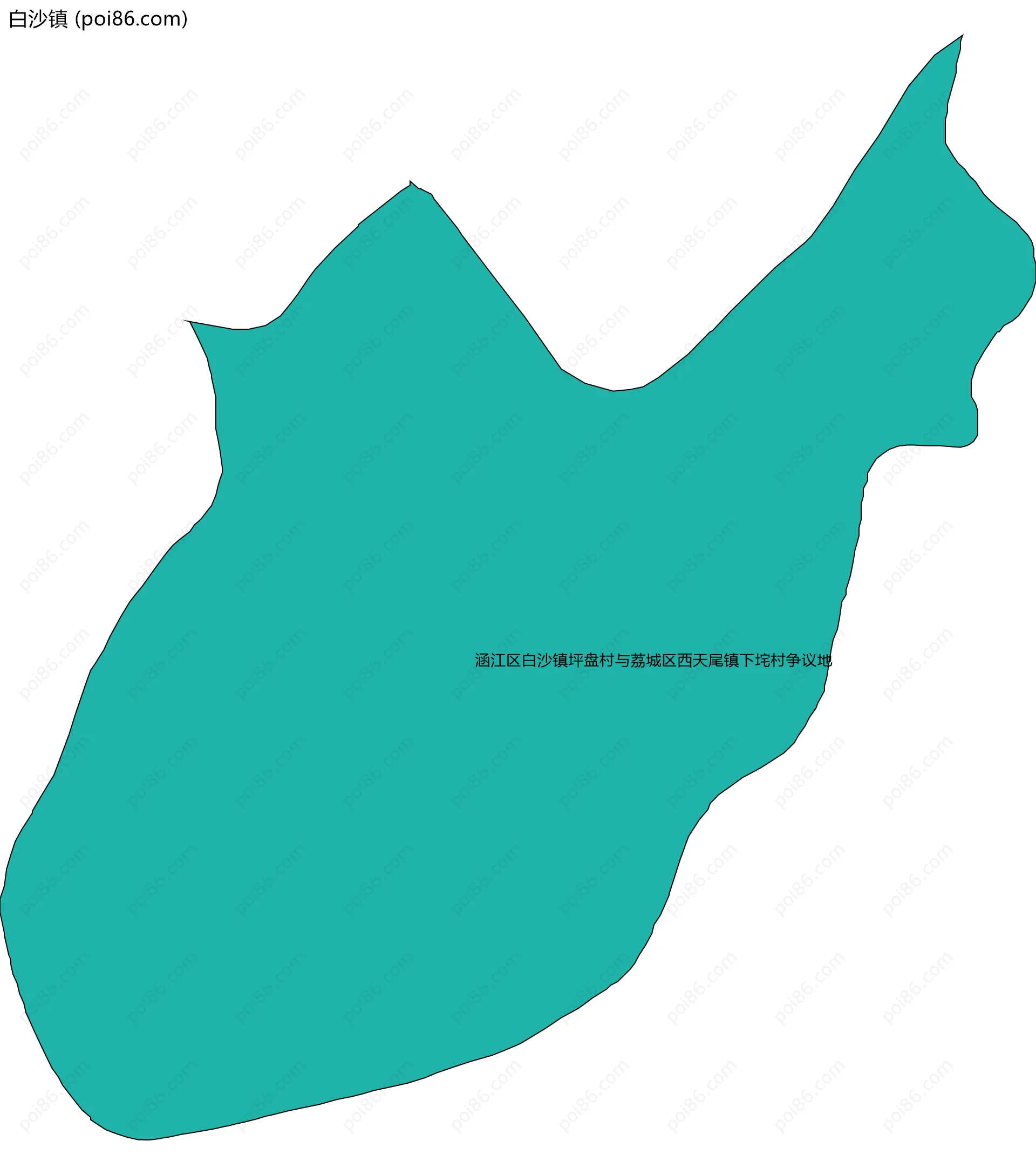 白沙镇边界地图(五级行政区划)