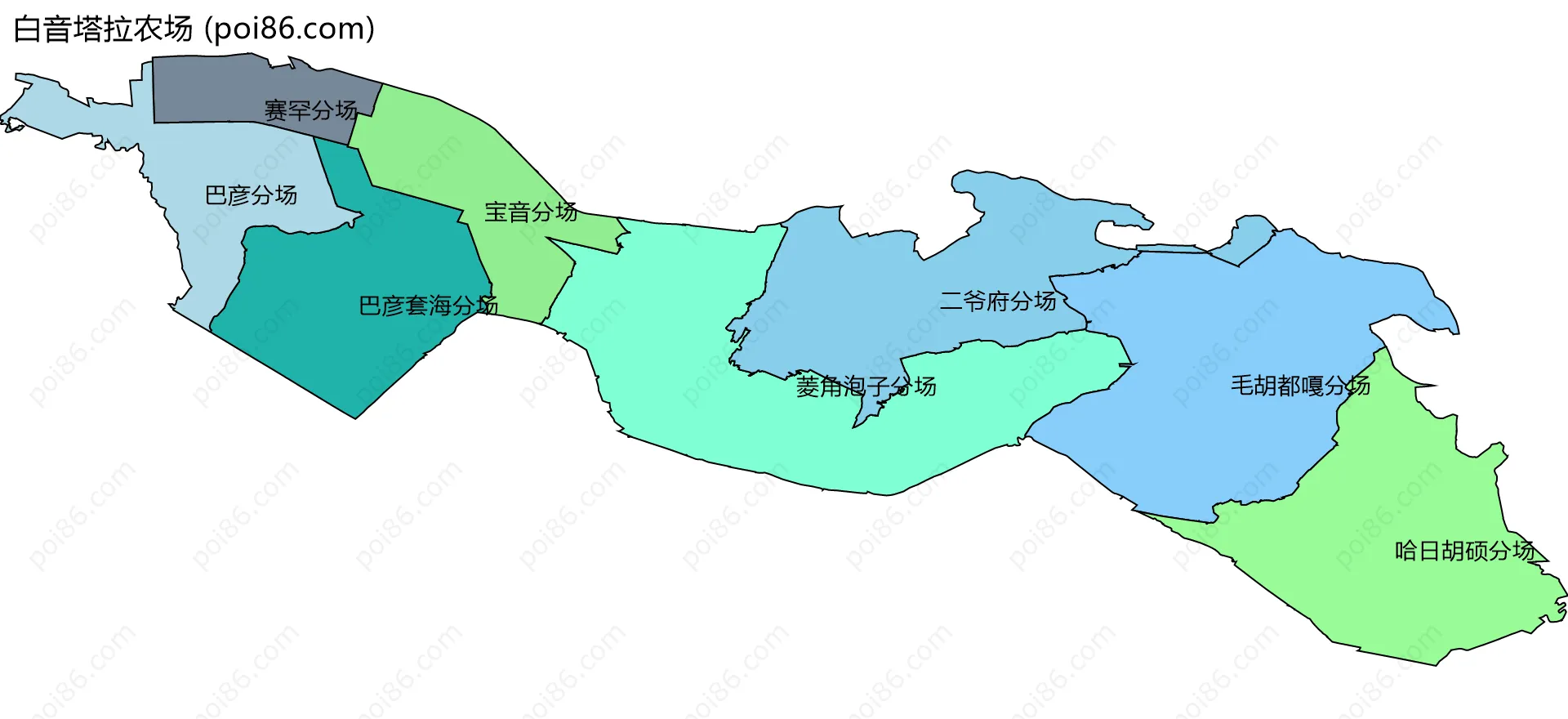 白音塔拉农场边界地图(五级行政区划)