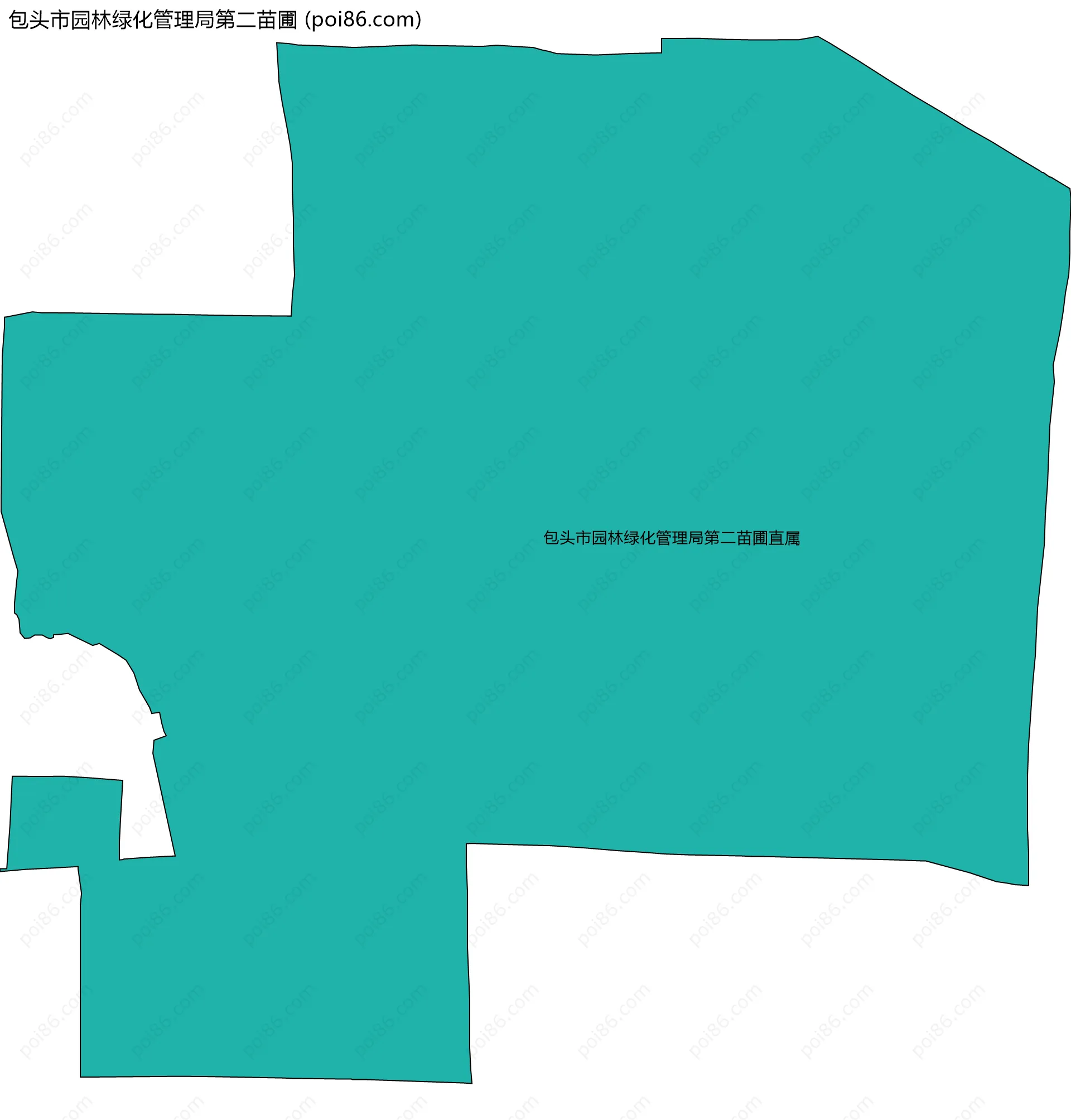 包头市园林绿化管理局第二苗圃边界地图(五级行政区划)
