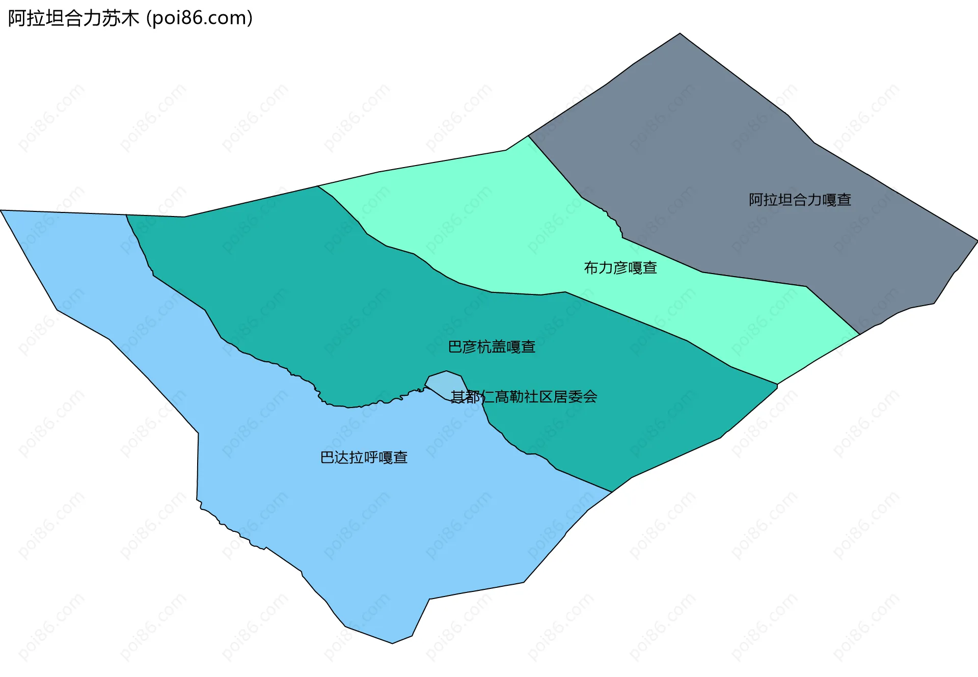 阿拉坦合力苏木边界地图(五级行政区划)