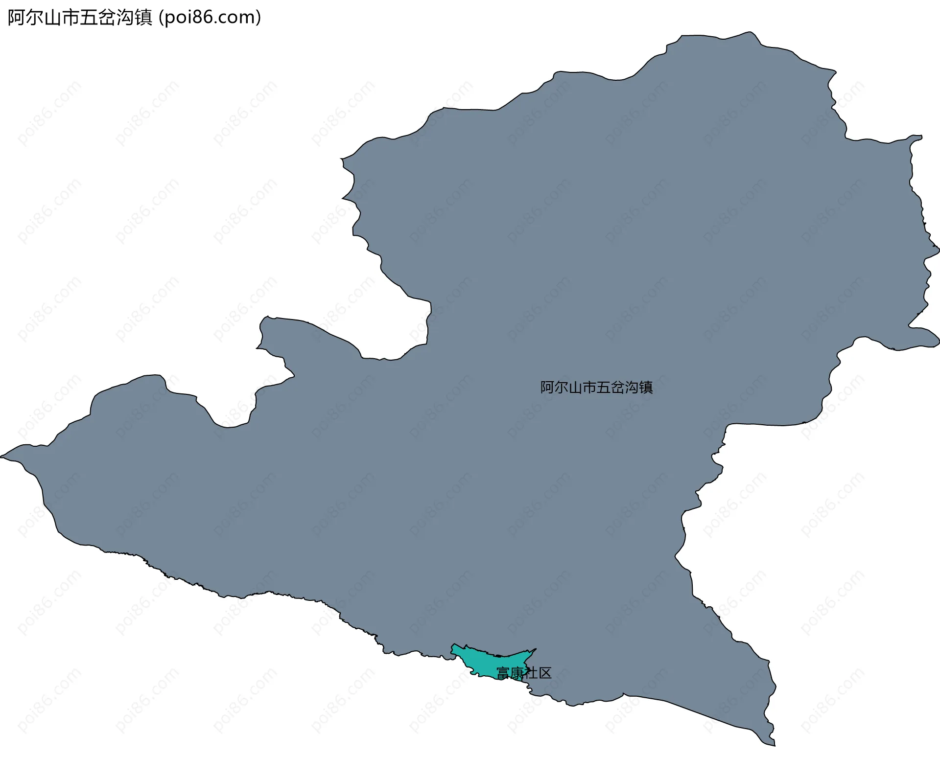 阿尔山市五岔沟镇边界地图(五级行政区划)