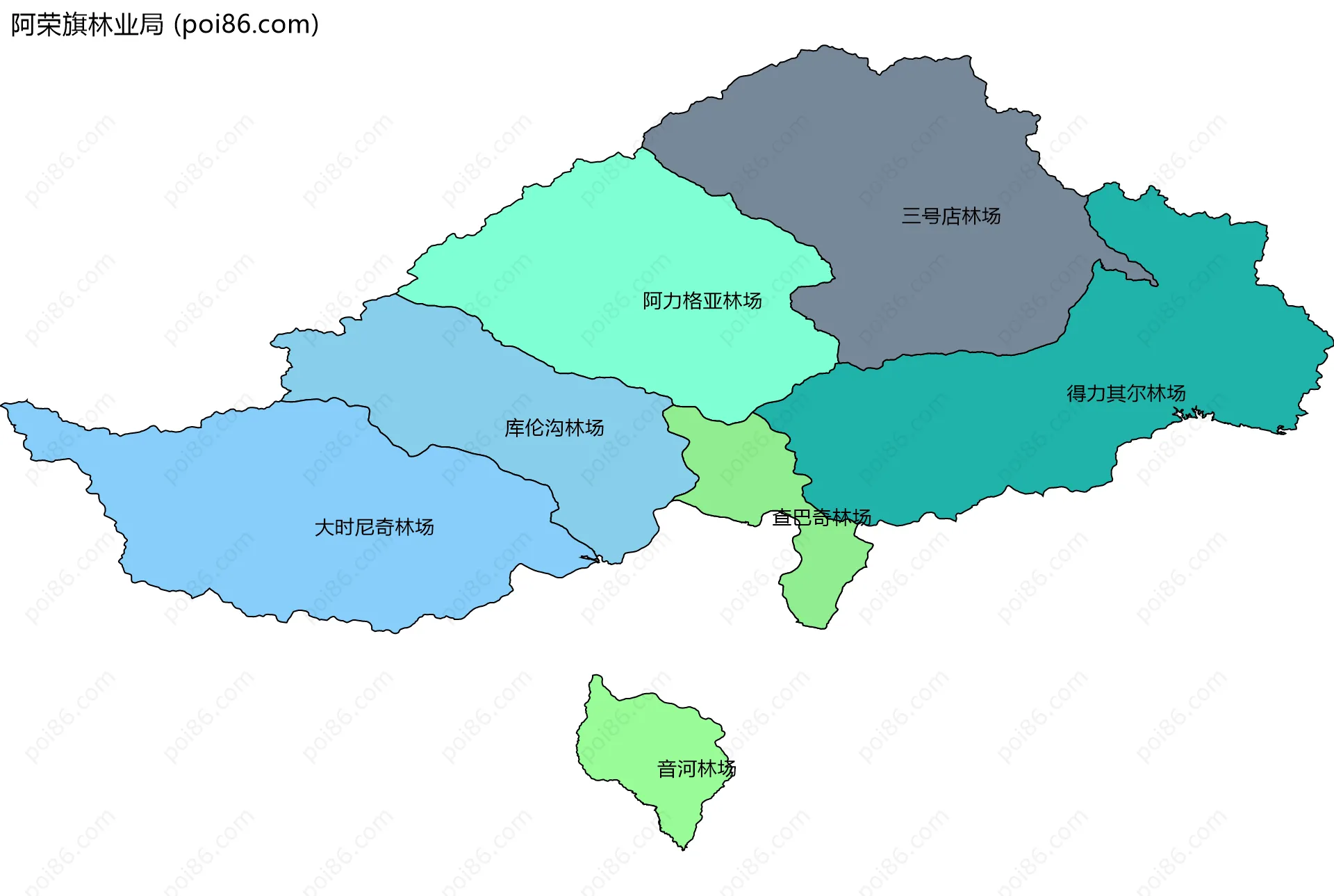 阿荣旗林业局边界地图(五级行政区划)