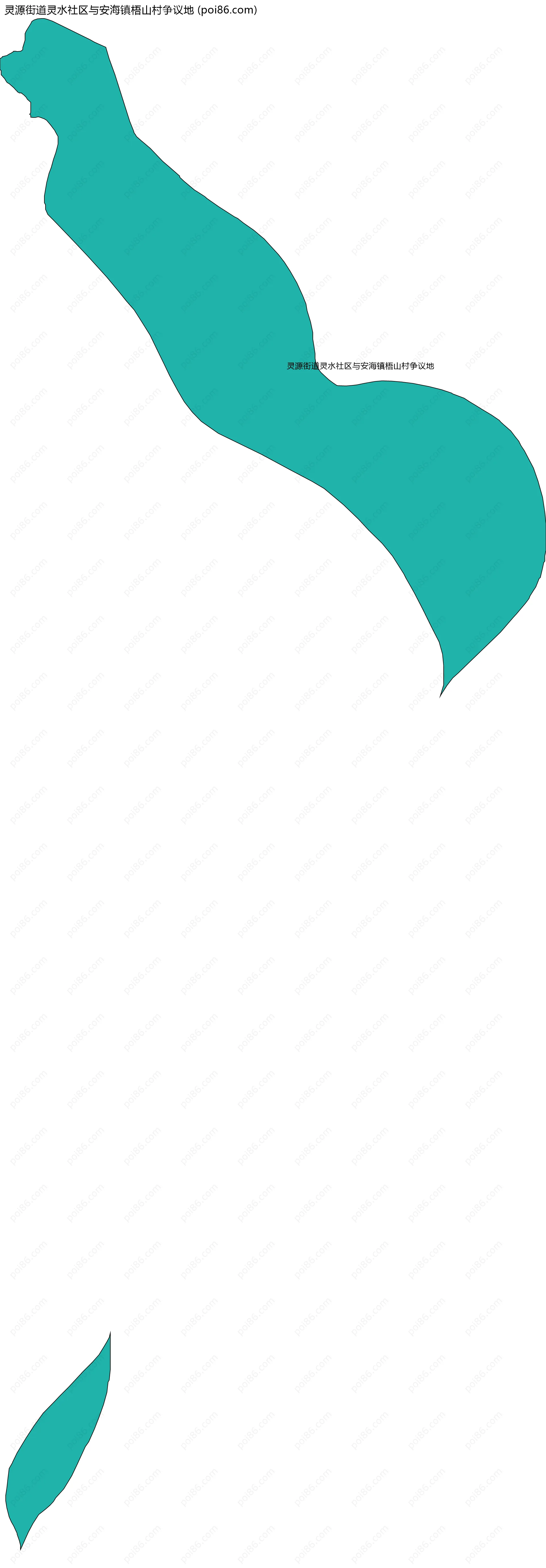 灵源街道灵水社区与安海镇梧山村争议地边界地图