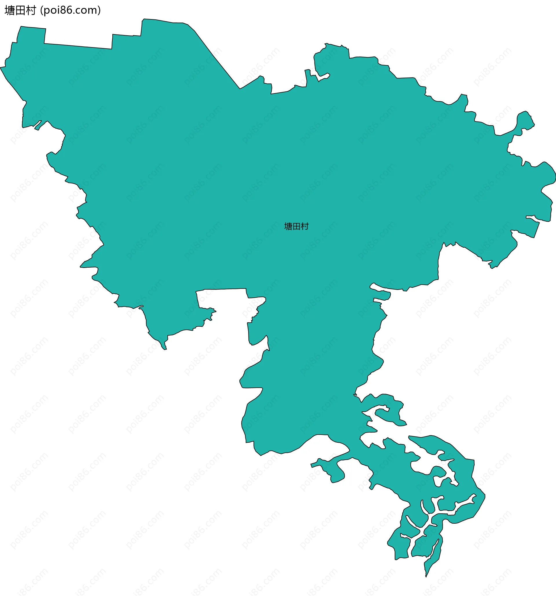 塘田村边界地图