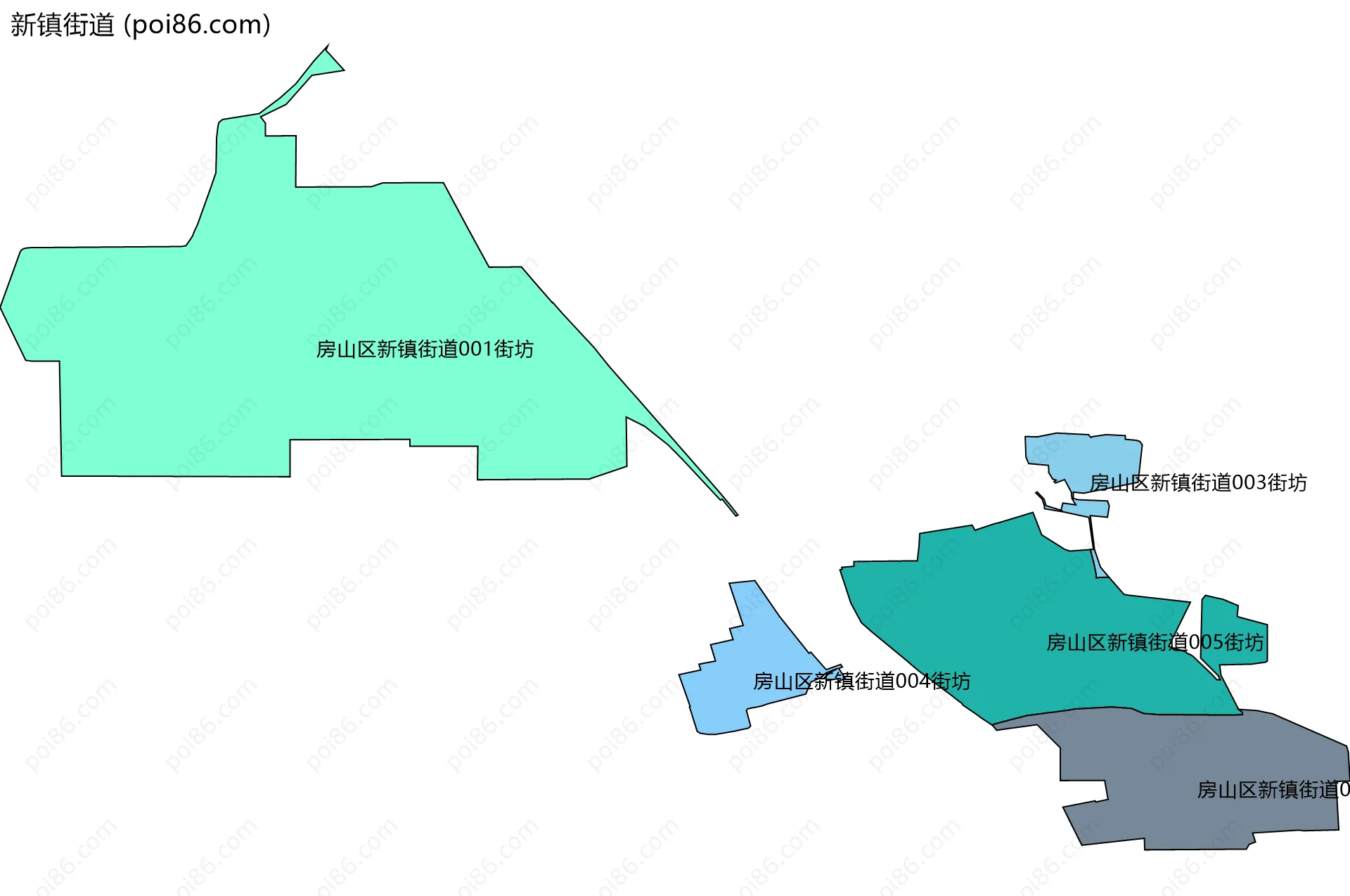 新镇街道边界地图(五级行政区划)