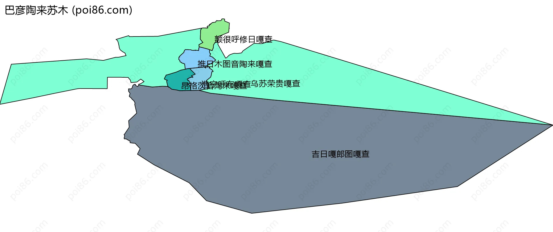 巴彦陶来苏木边界地图(五级行政区划)