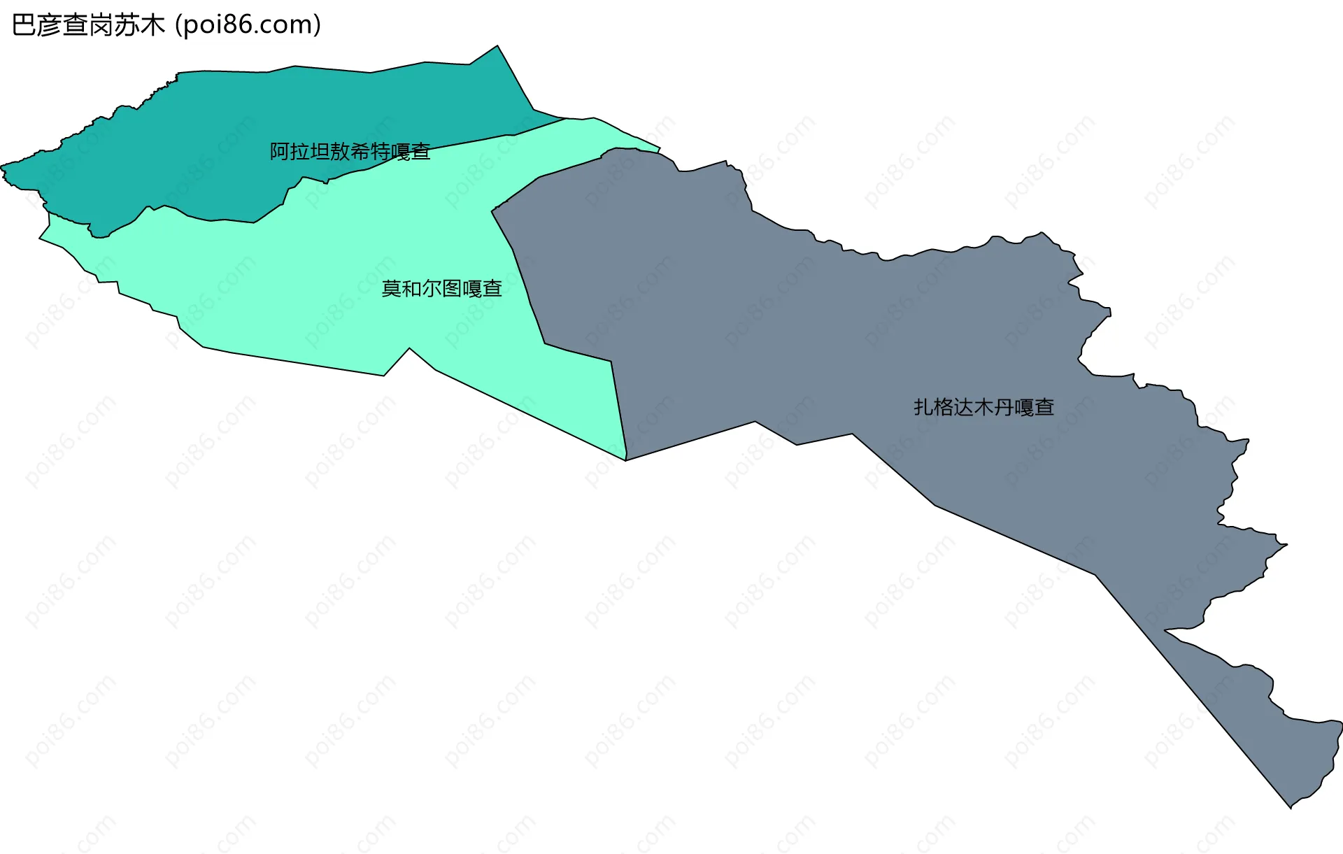 巴彦查岗苏木边界地图(五级行政区划)