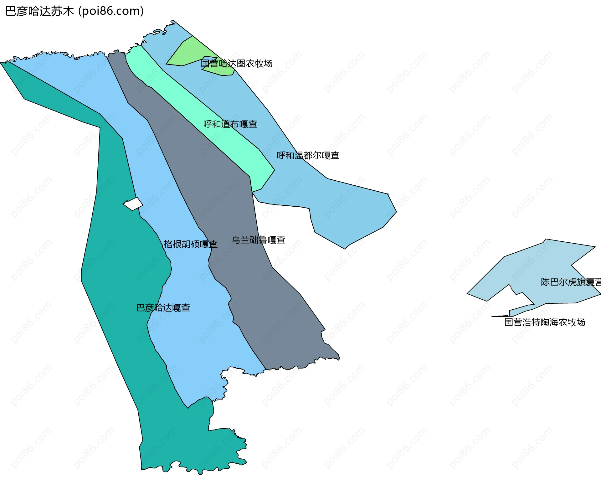 巴彦哈达苏木边界地图(五级行政区划)