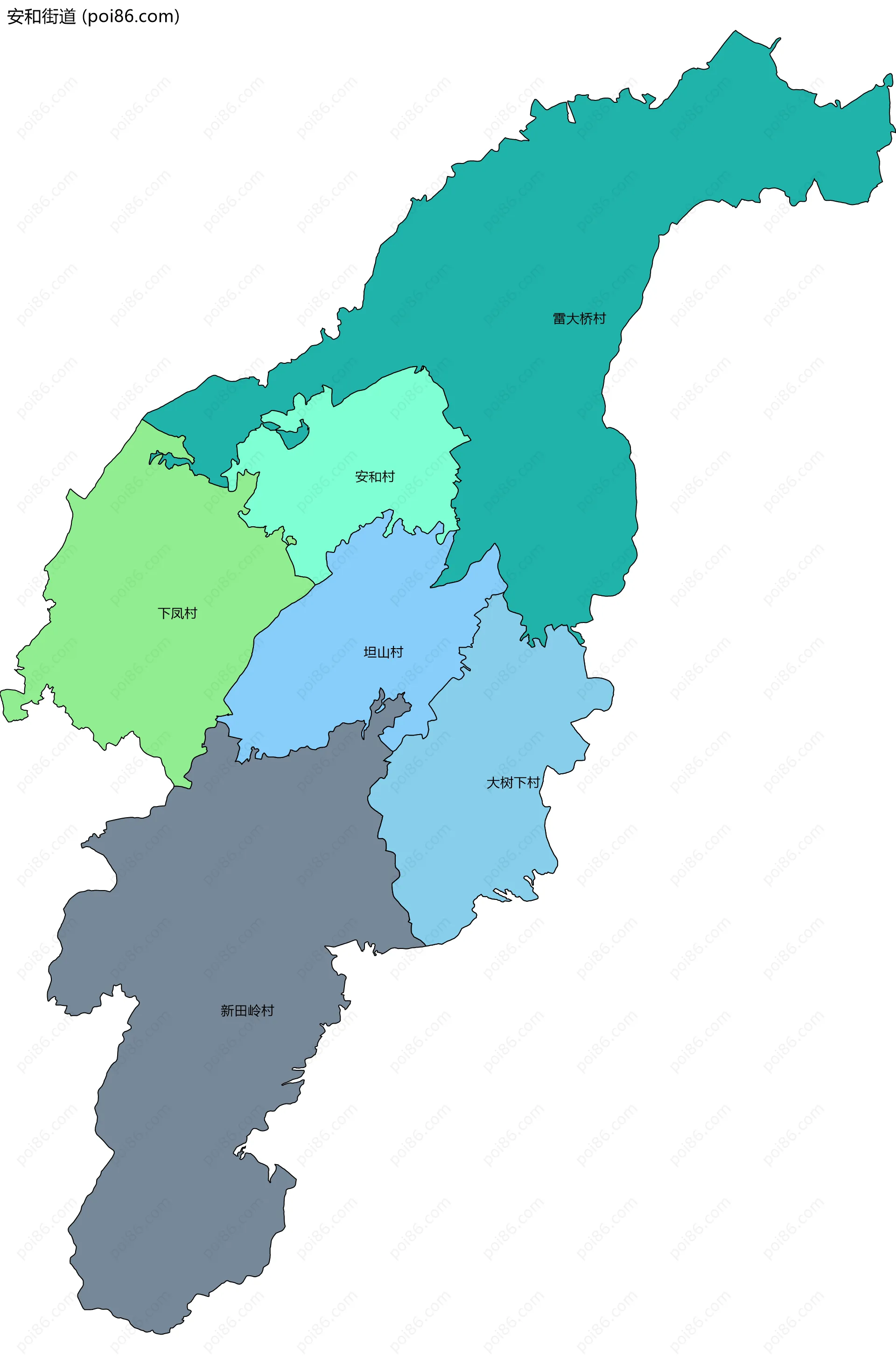 安和街道边界地图(五级行政区划)