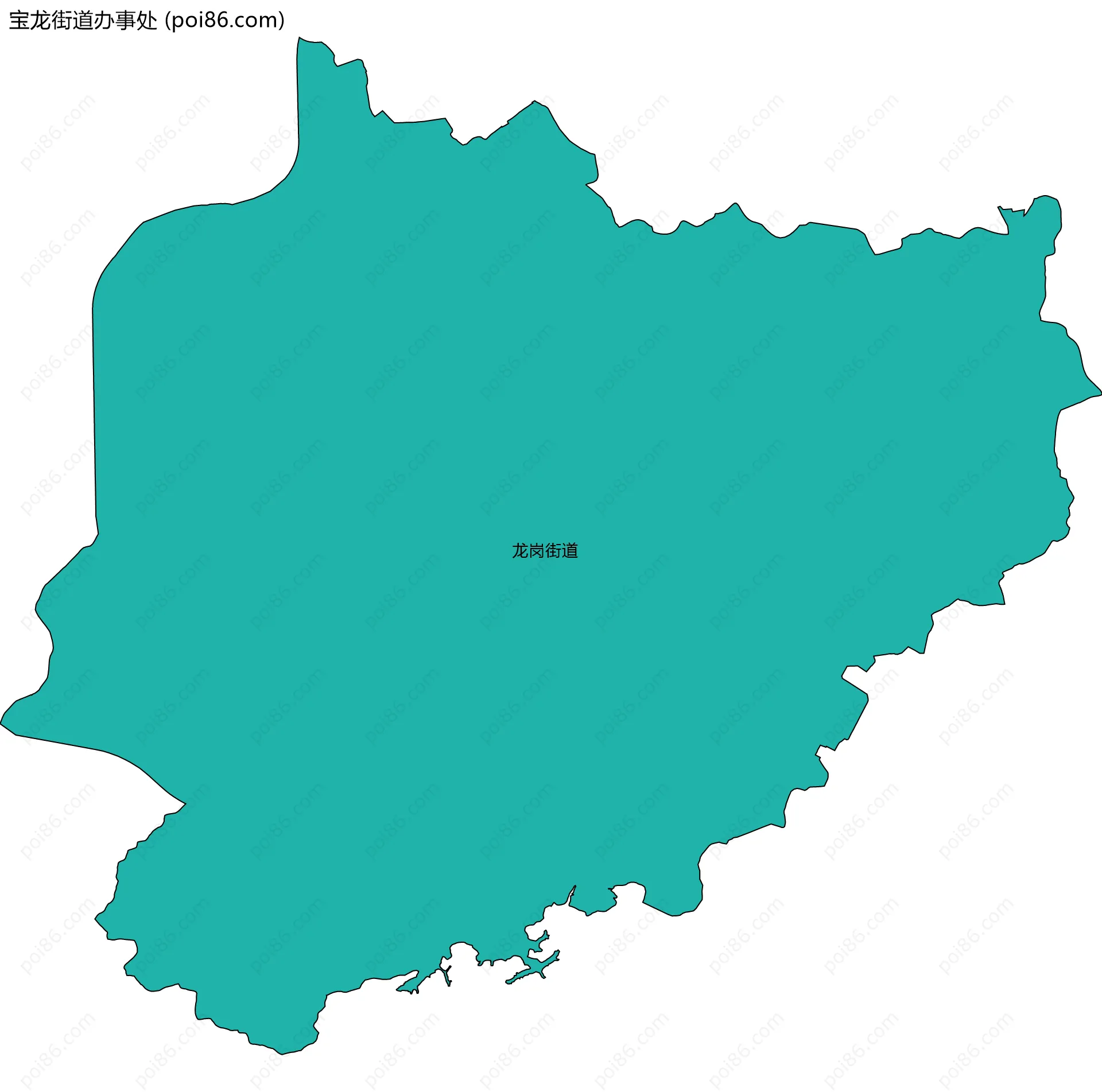 宝龙街道办事处边界地图(五级行政区划)