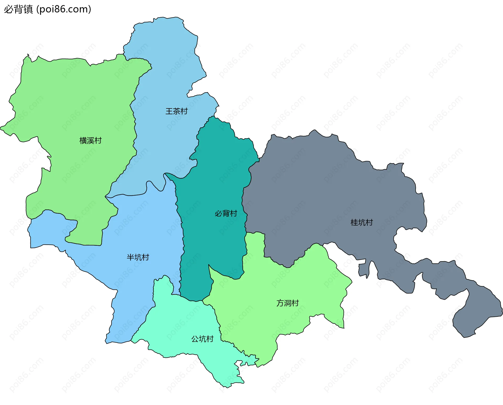 必背镇边界地图(五级行政区划)