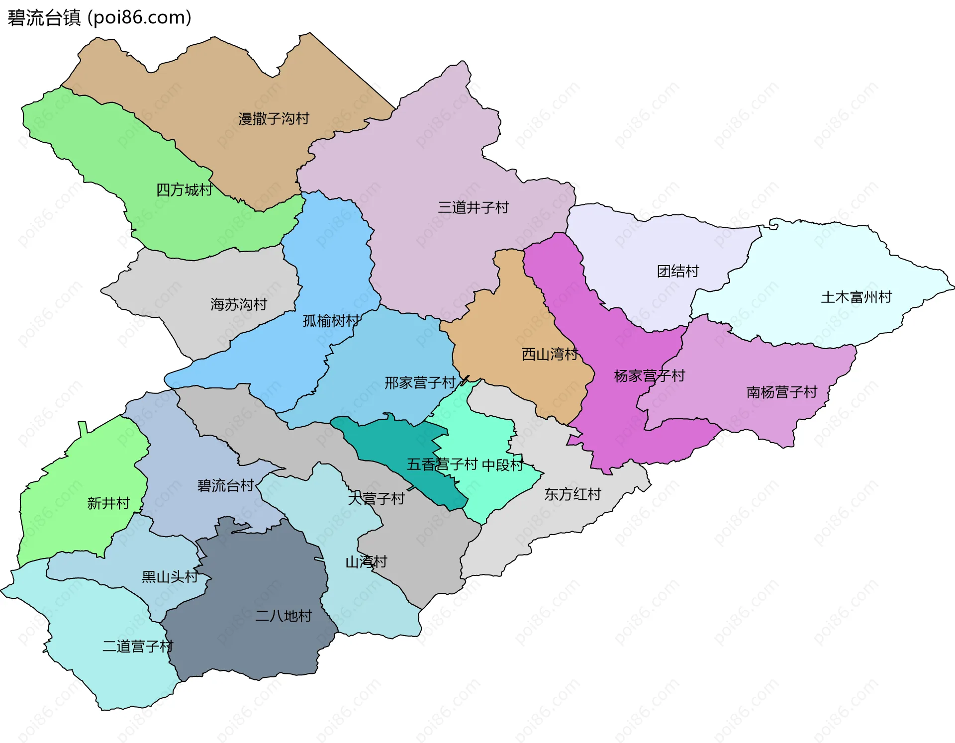 碧流台镇边界地图(五级行政区划)