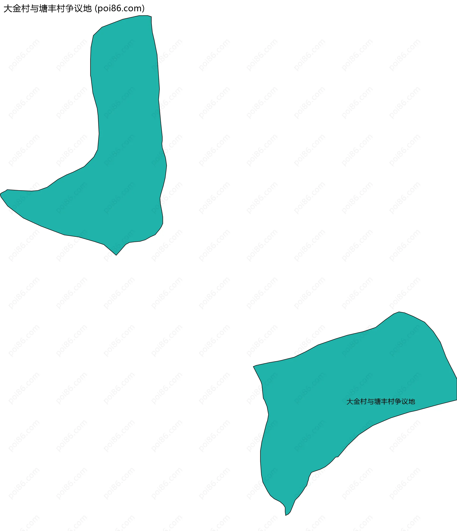 大金村与塘丰村争议地边界地图