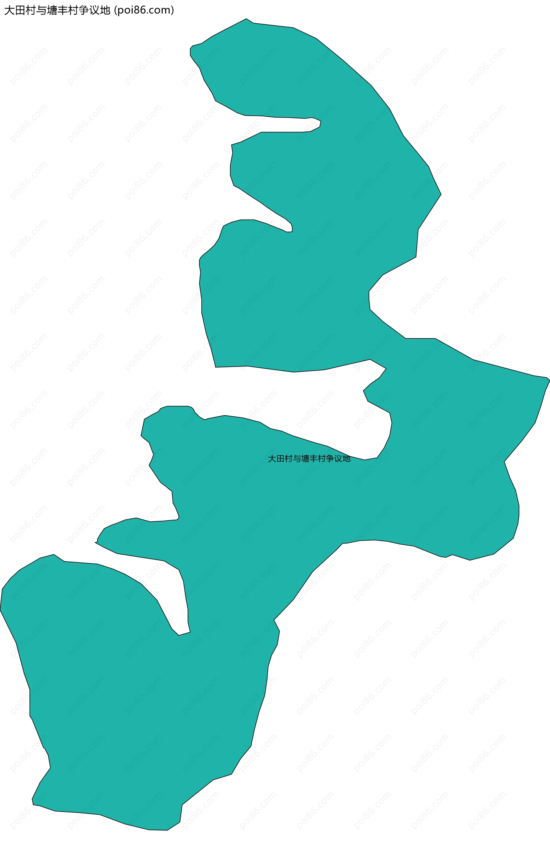 大田村与塘丰村争议地边界地图