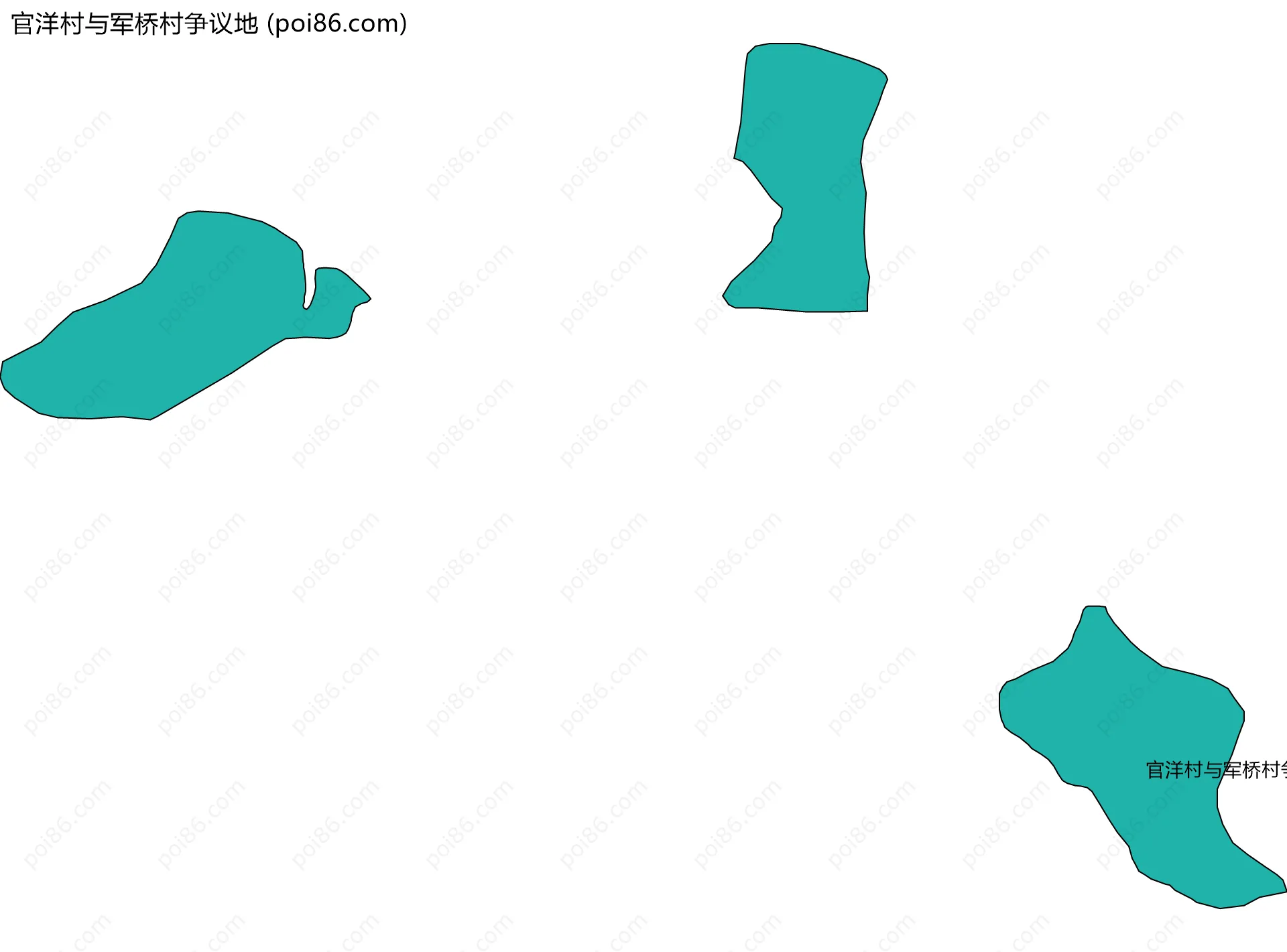 官洋村与军桥村争议地边界地图
