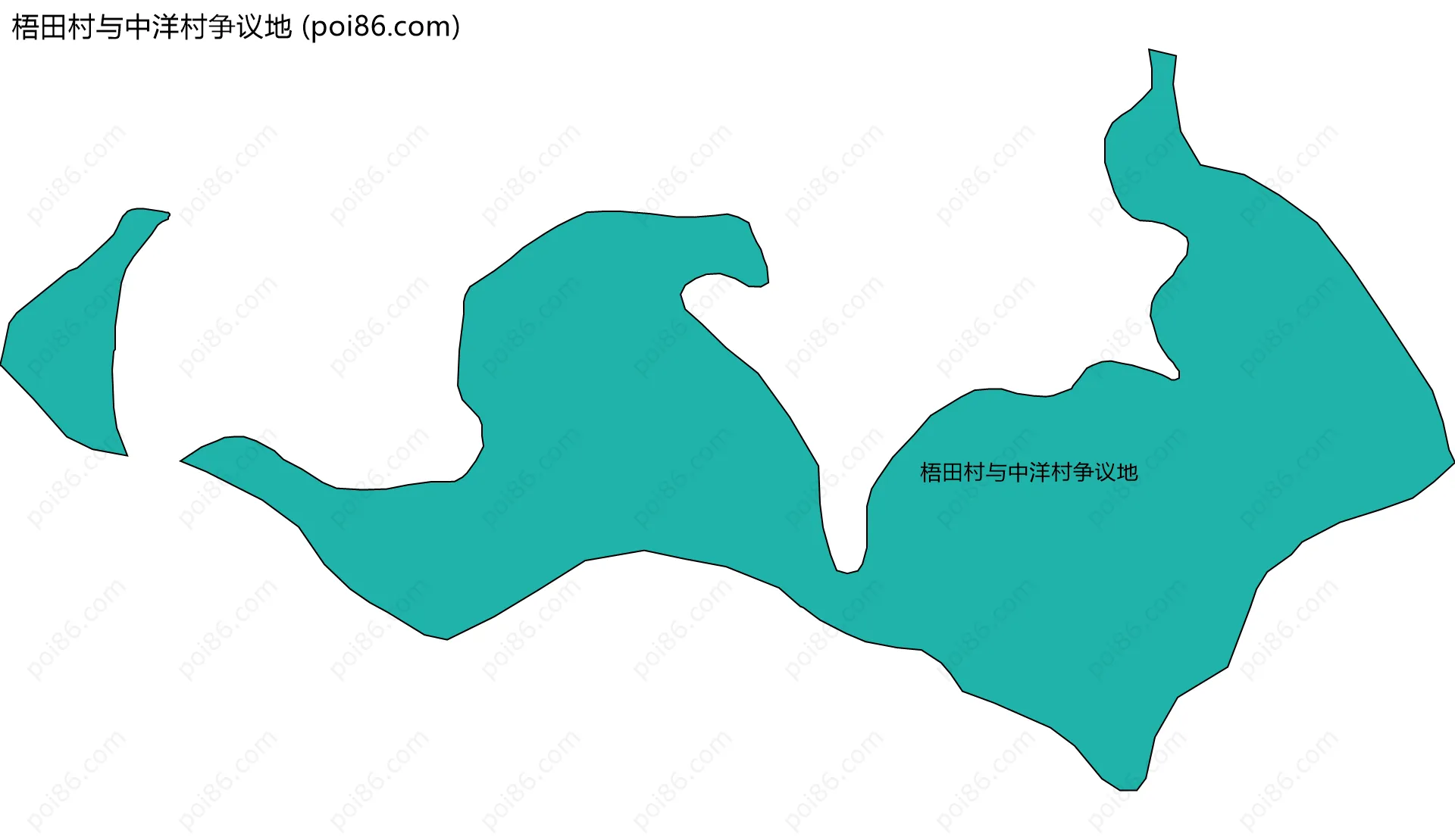 梧田村与中洋村争议地边界地图