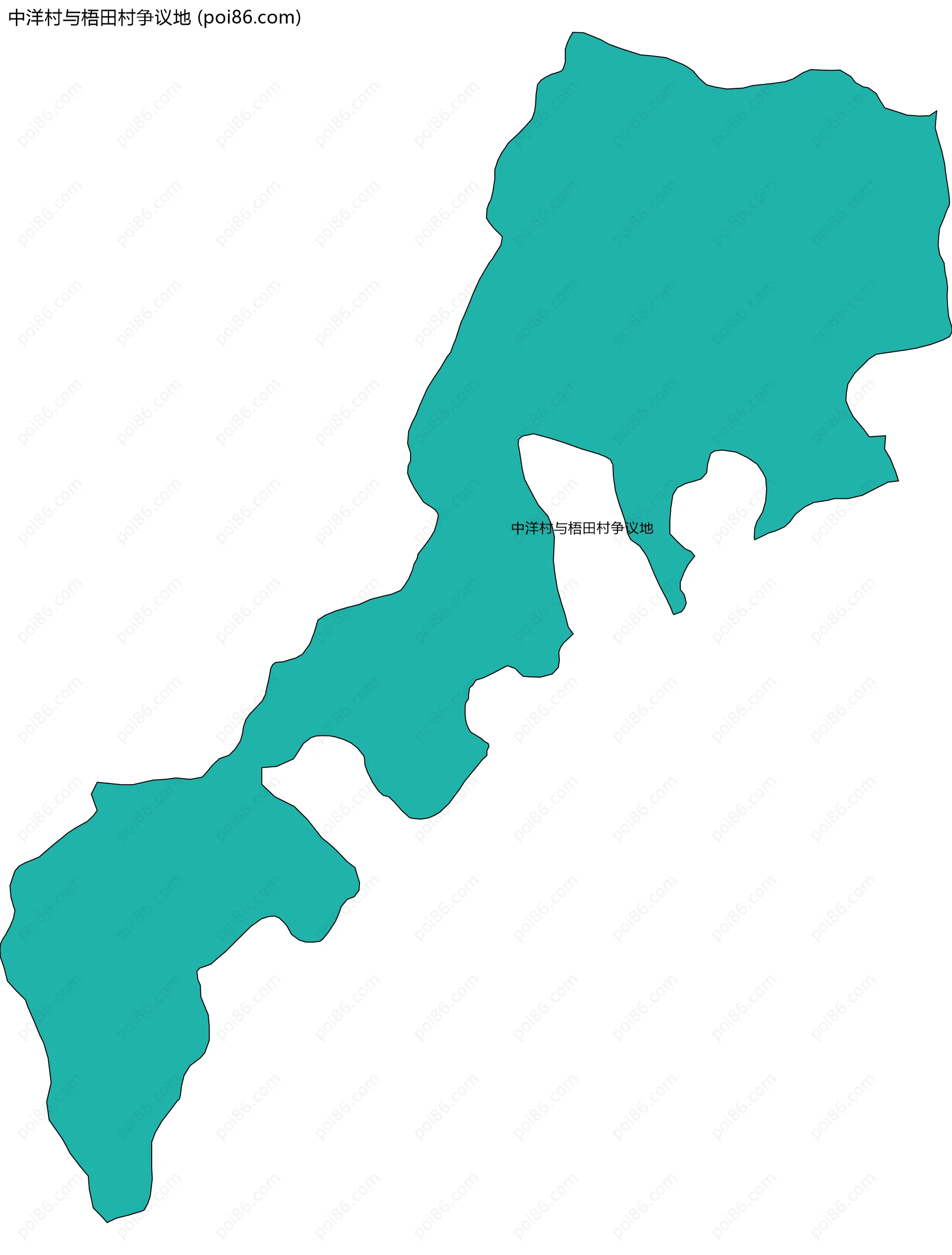 中洋村与梧田村争议地边界地图