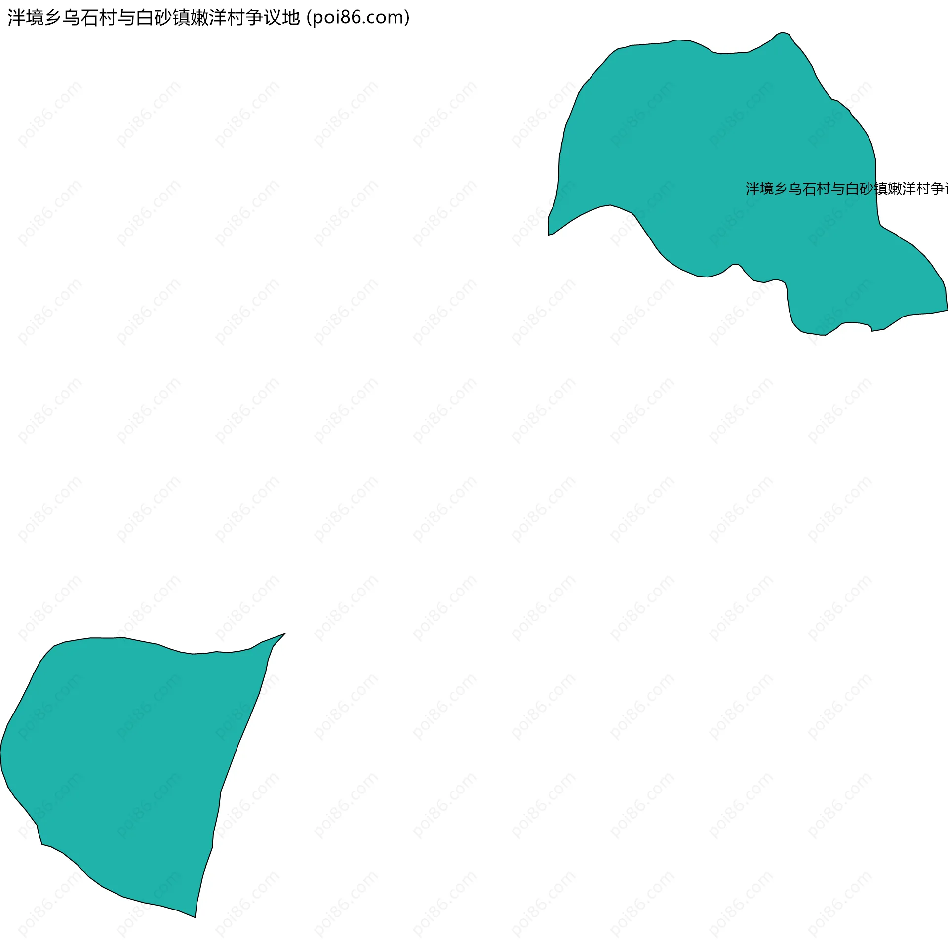 泮境乡乌石村与白砂镇嫩洋村争议地边界地图