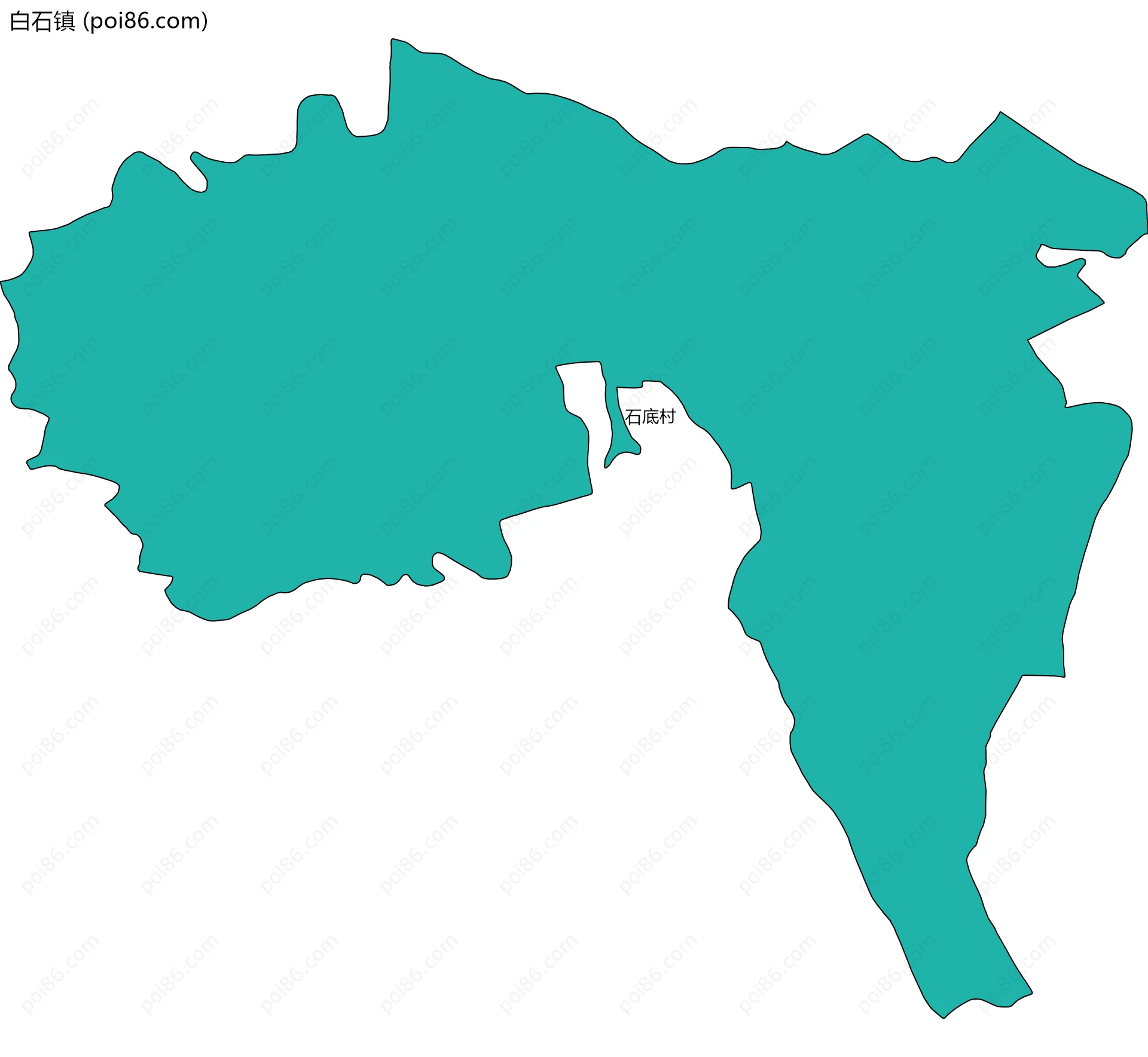 白石镇边界地图(五级行政区划)
