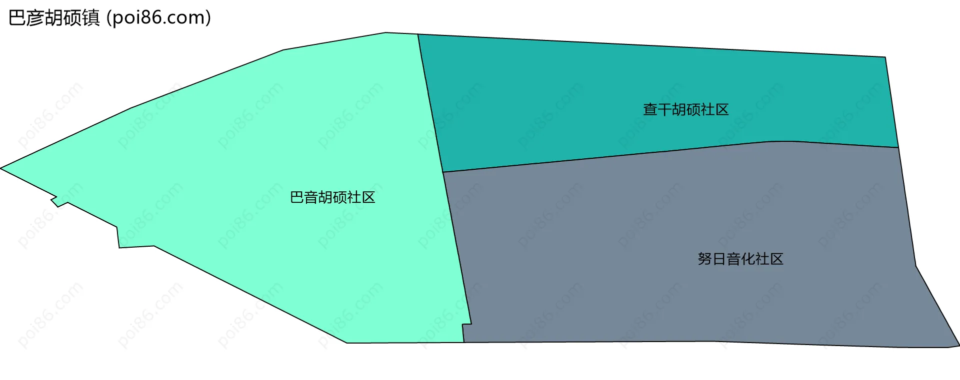 巴彦胡硕镇边界地图(五级行政区划)