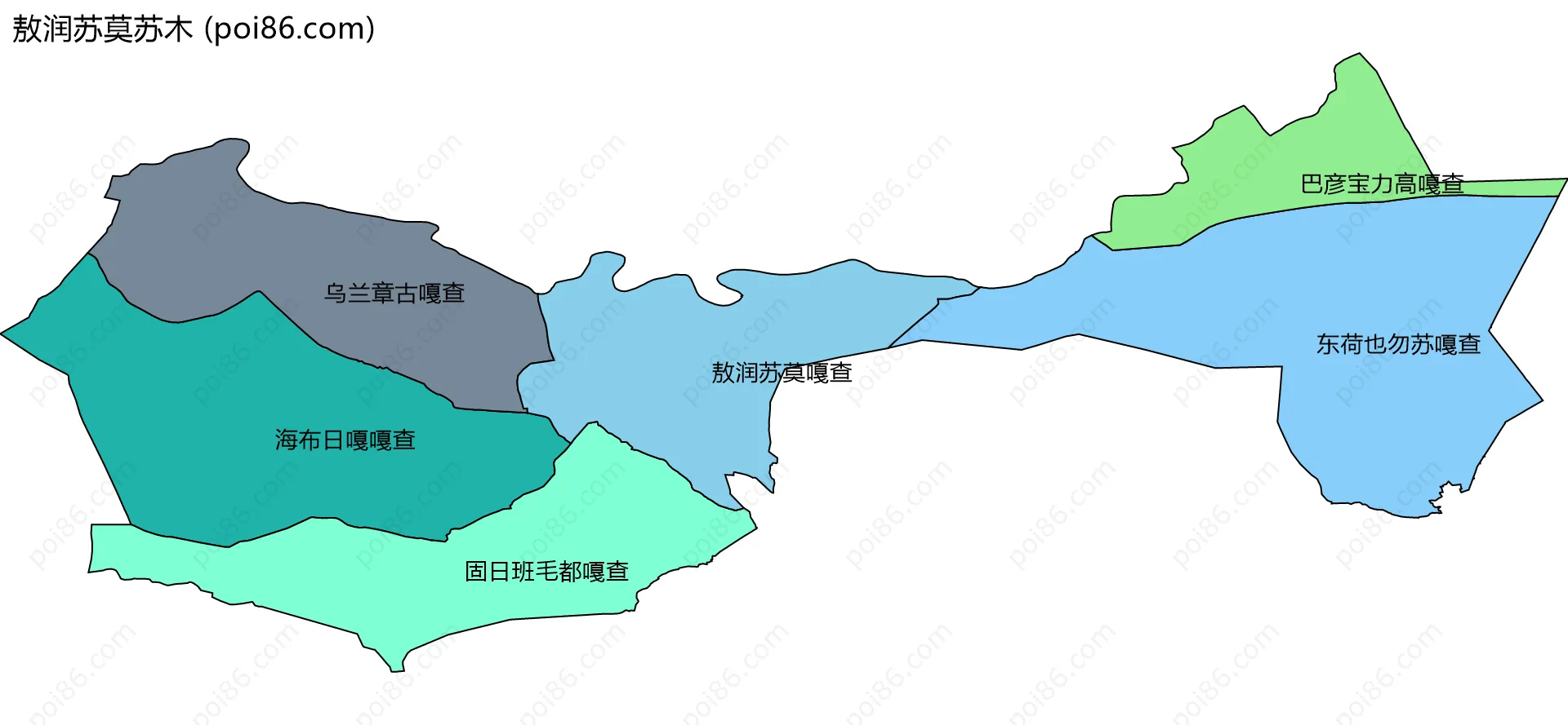 敖润苏莫苏木边界地图(五级行政区划)