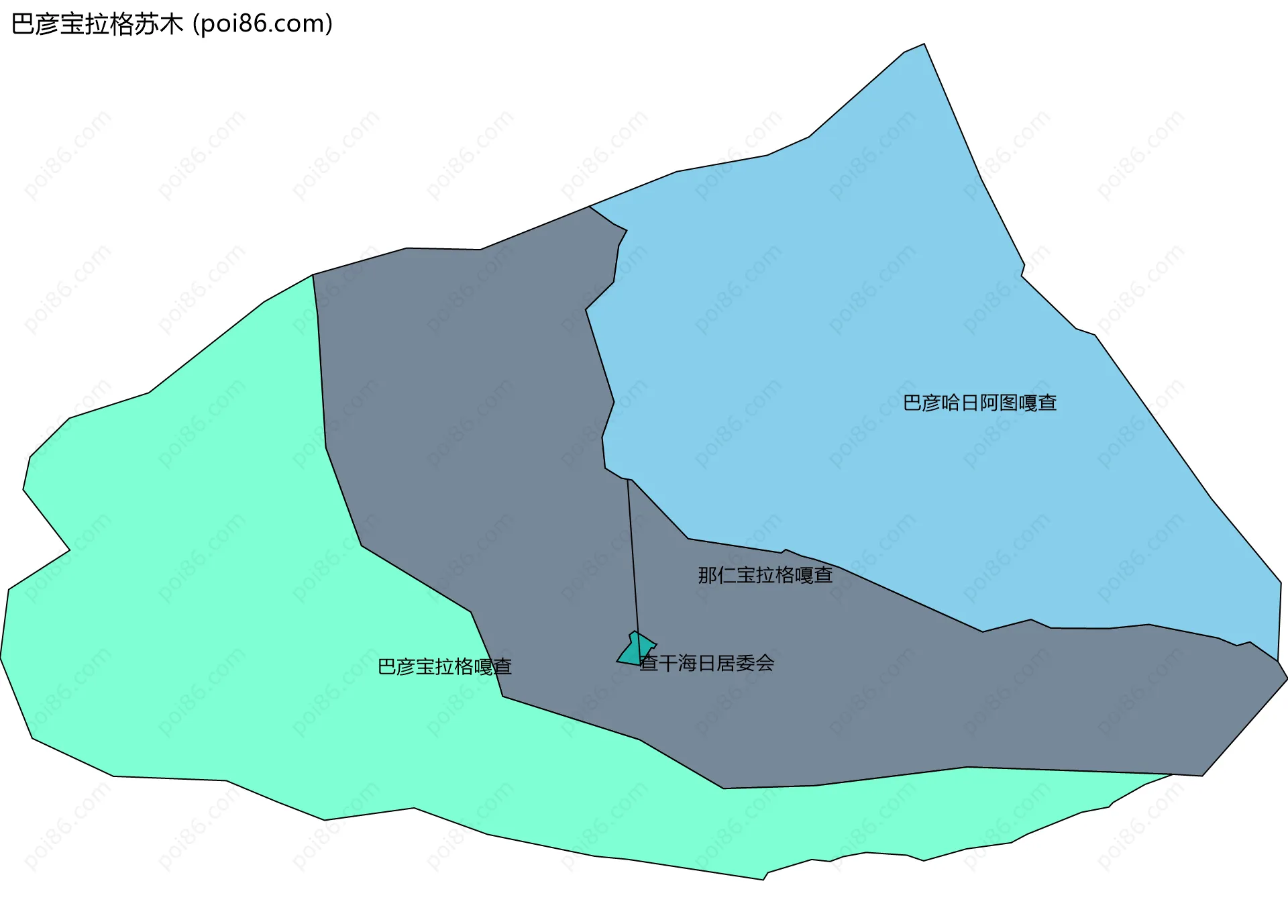 巴彦宝拉格苏木边界地图(五级行政区划)
