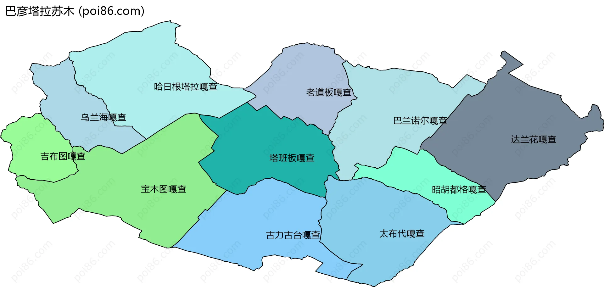 巴彦塔拉苏木边界地图(五级行政区划)