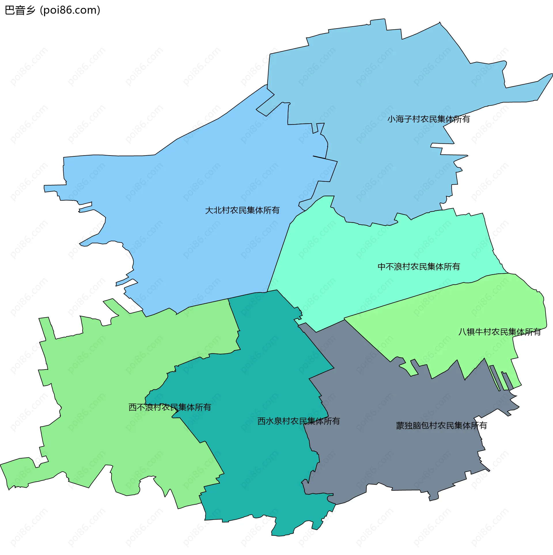 巴音乡边界地图(五级行政区划)