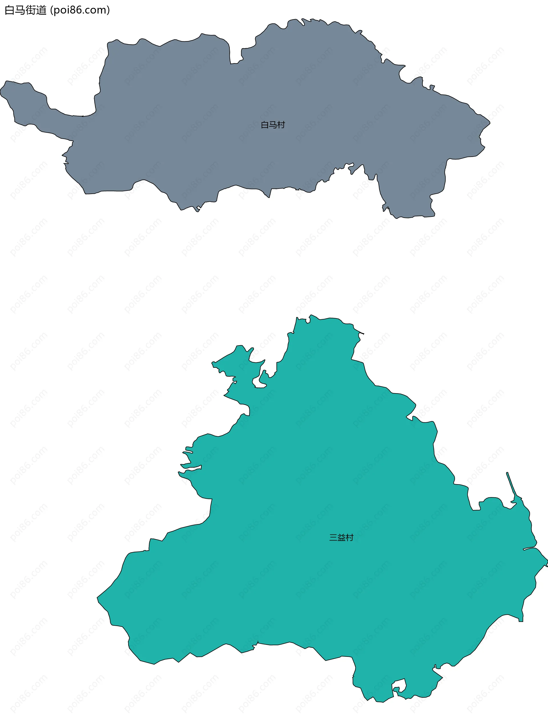 白马街道边界地图(五级行政区划)