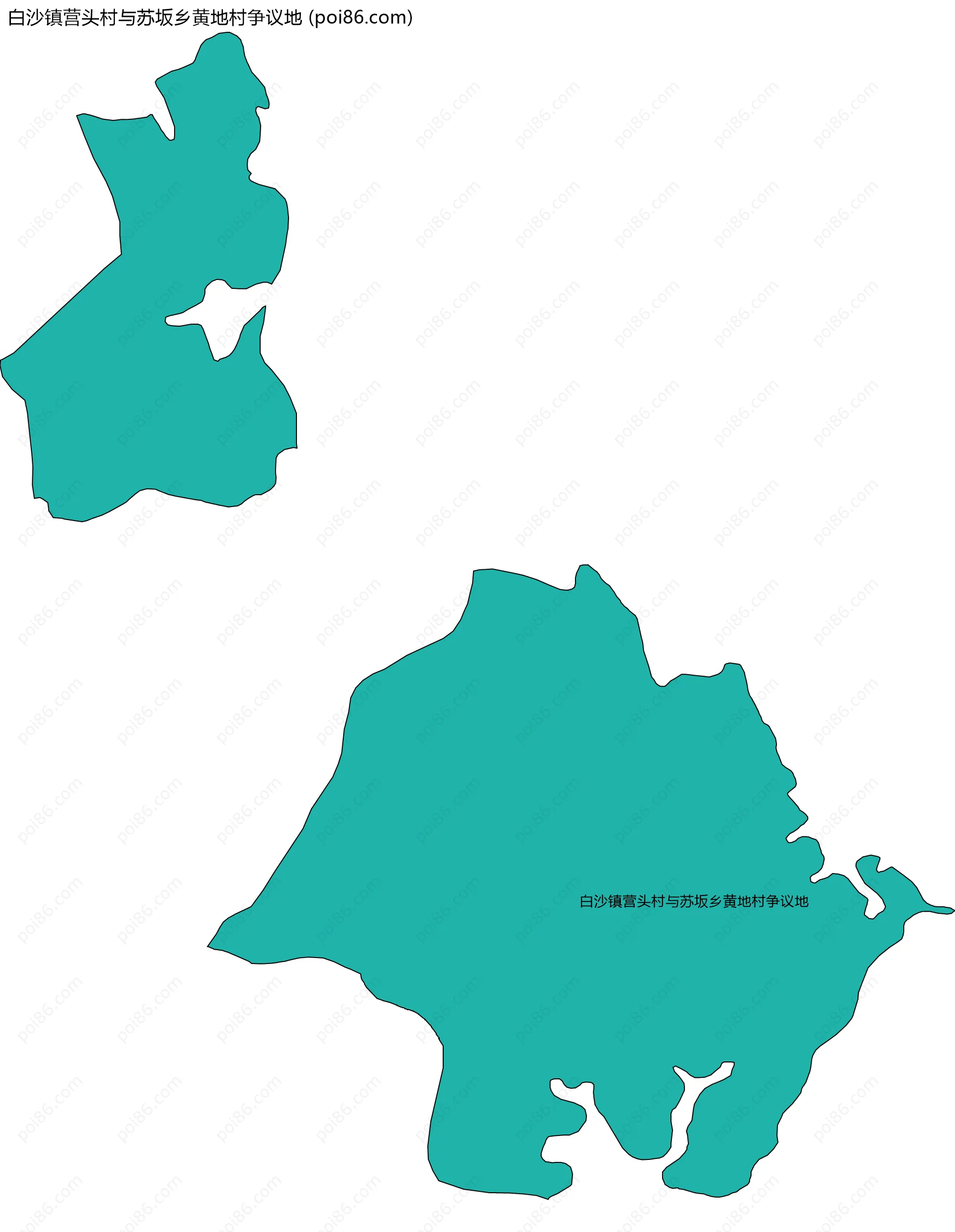 白沙镇营头村与苏坂乡黄地村争议地边界地图