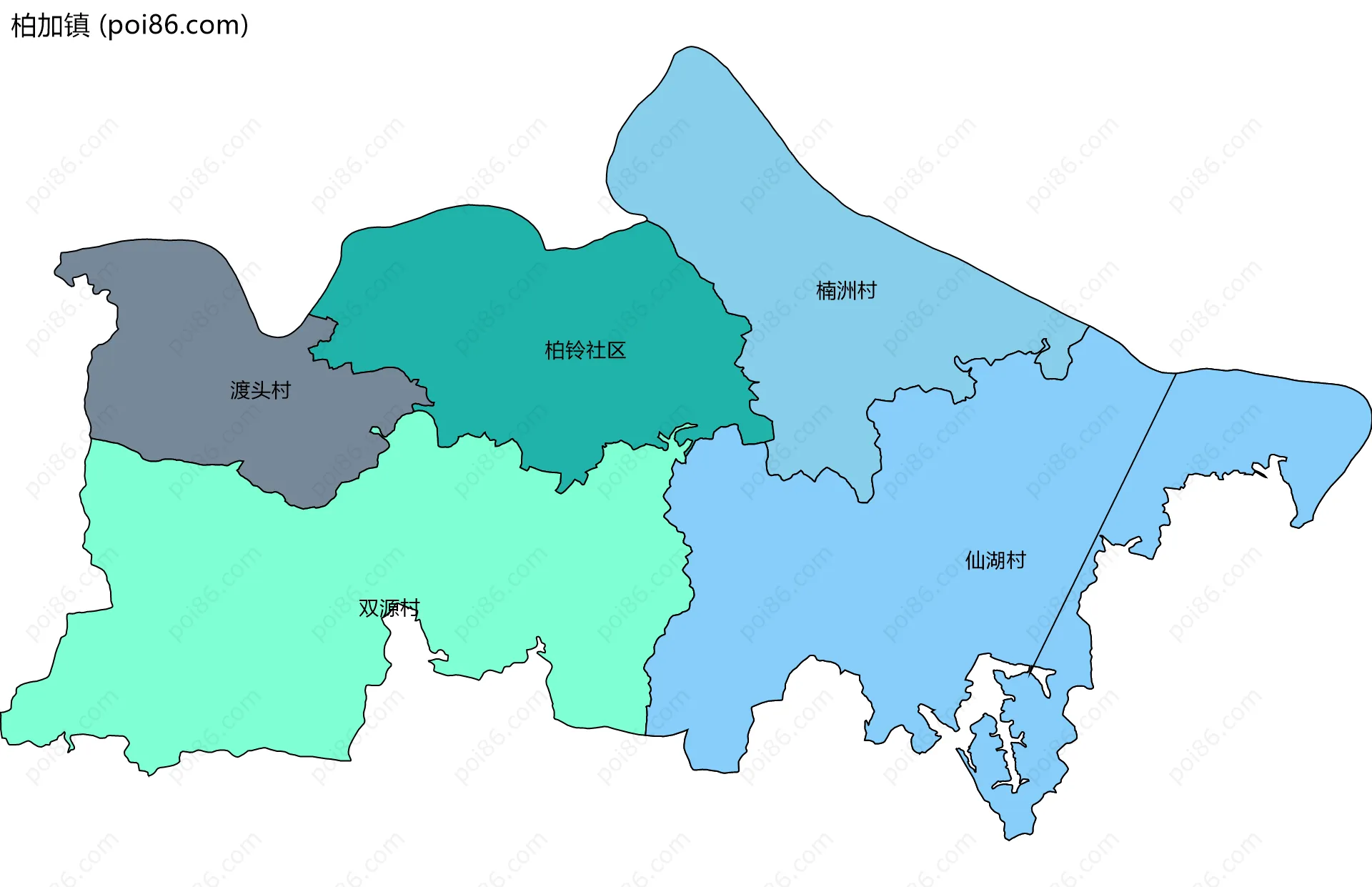 柏加镇边界地图(五级行政区划)