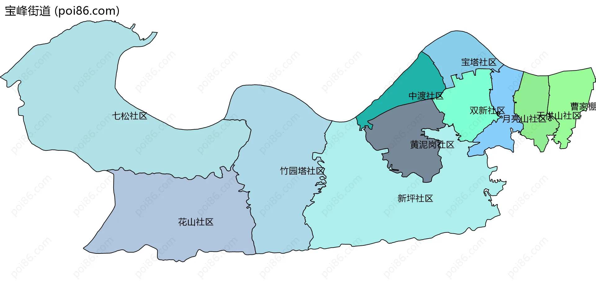 宝峰街道边界地图(五级行政区划)