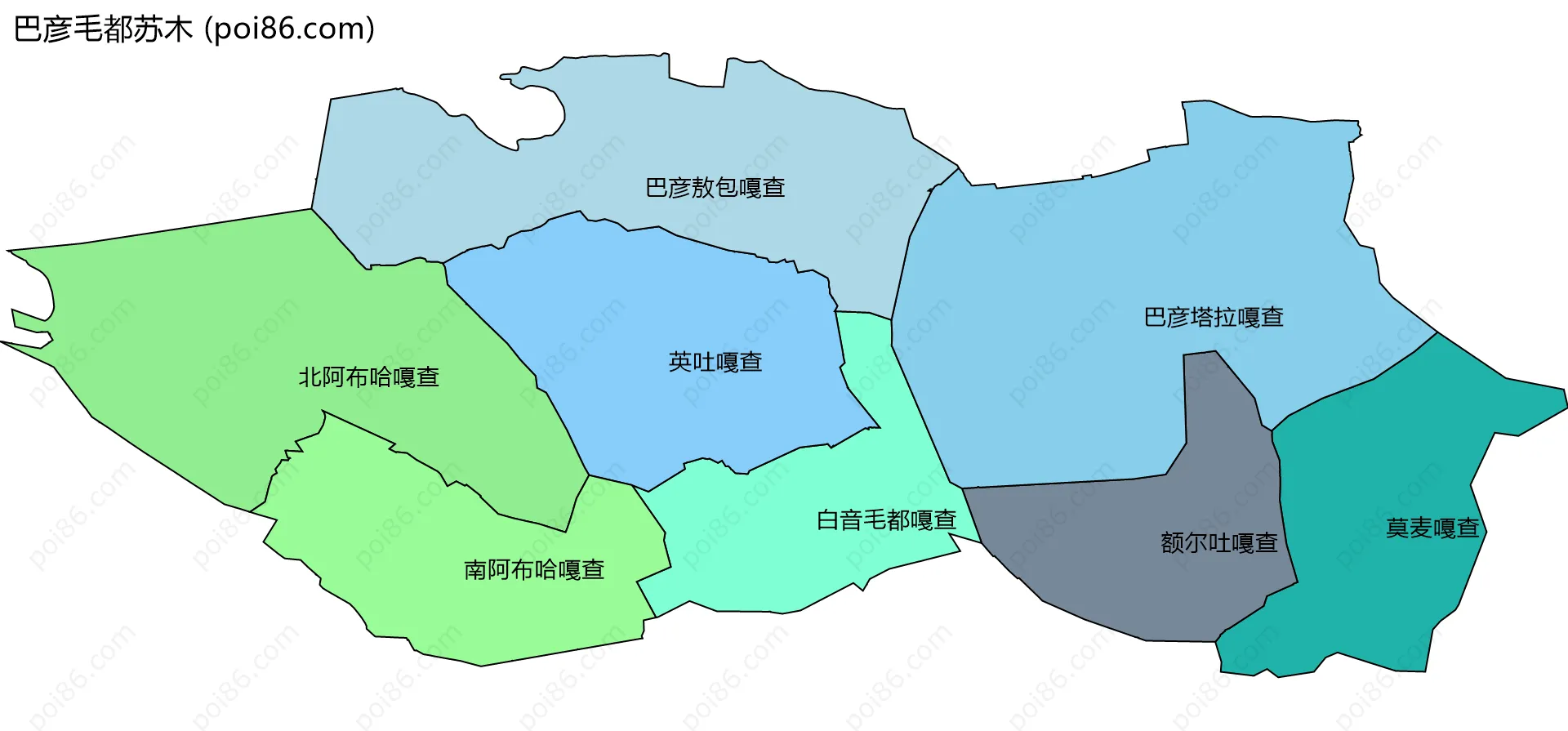 巴彦毛都苏木边界地图(五级行政区划)