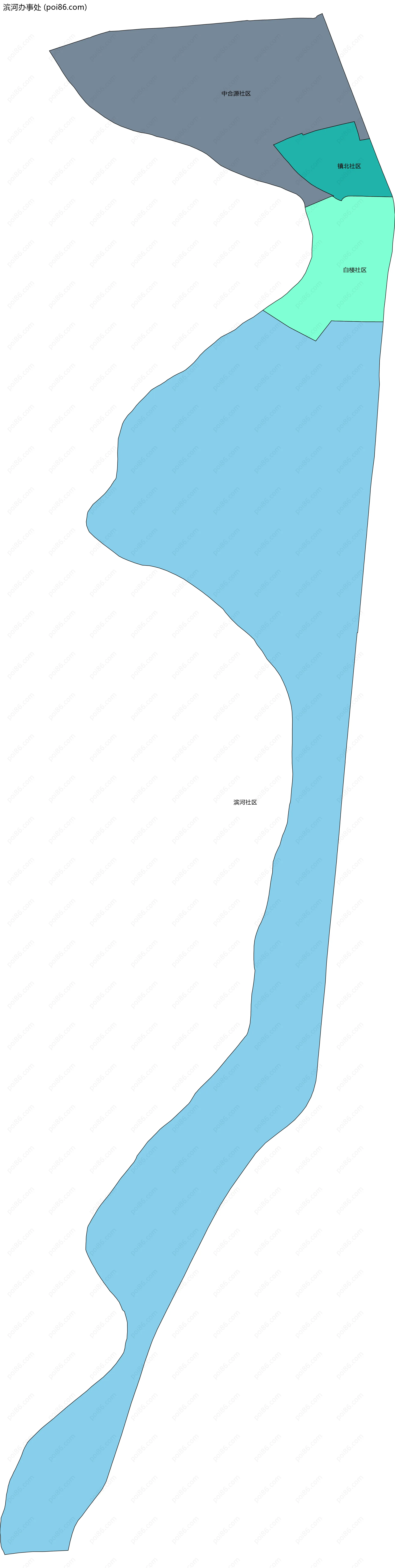 滨河办事处边界地图(五级行政区划)