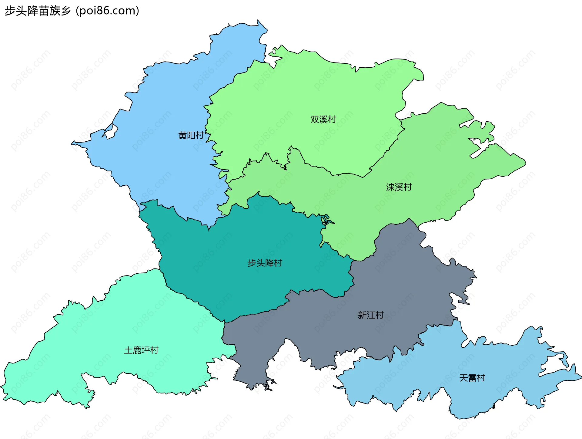 步头降苗族乡边界地图(五级行政区划)