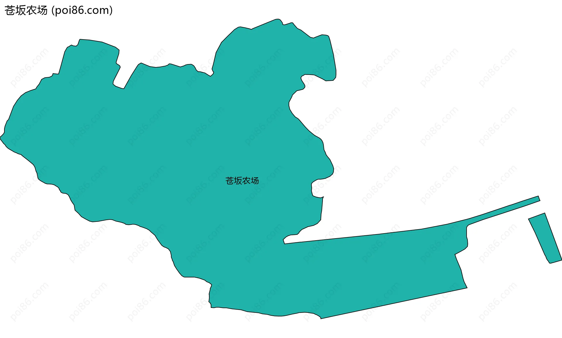 苍坂农场边界地图(五级行政区划)