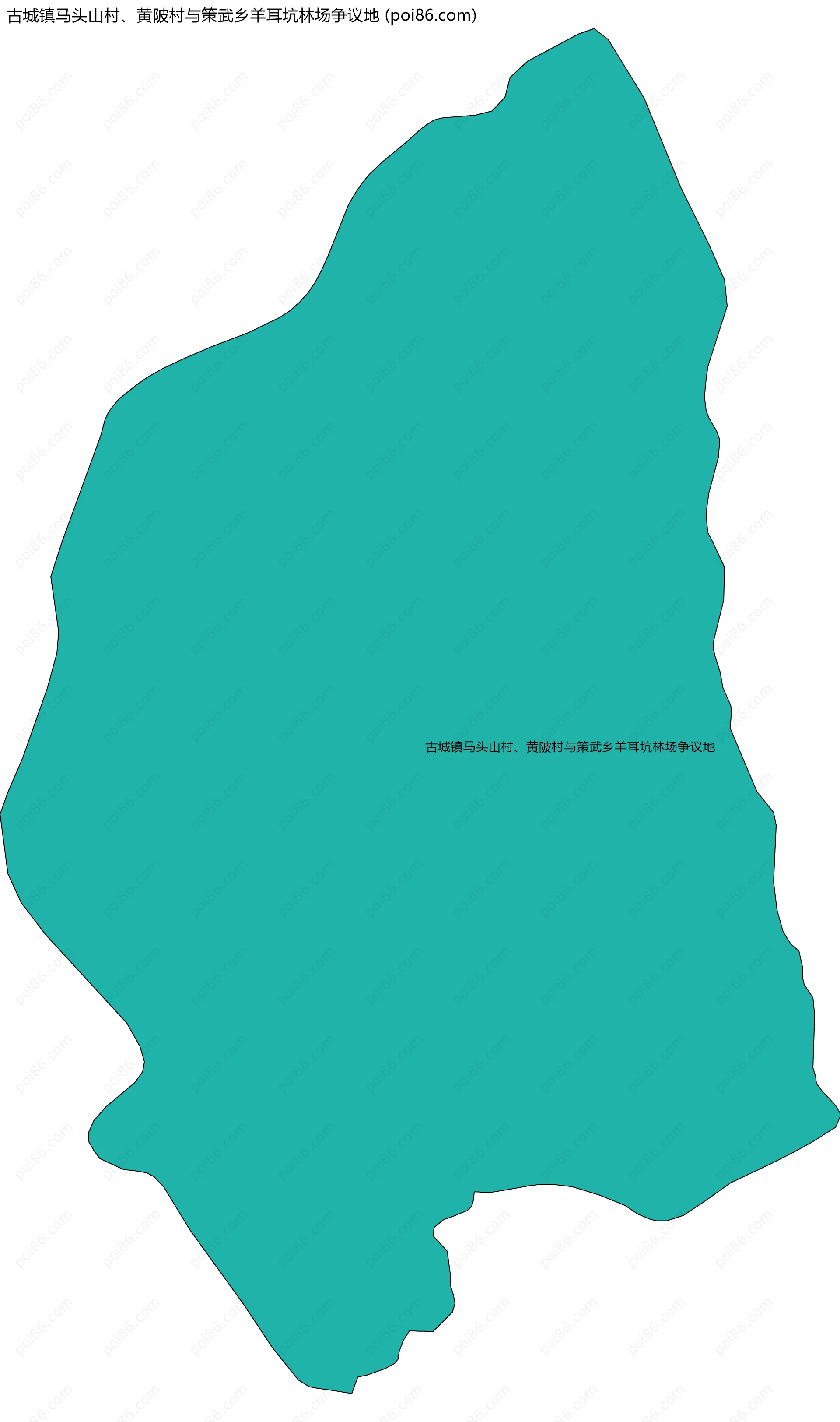 古城镇马头山村、黄陂村与策武乡羊耳坑林场争议地边界地图