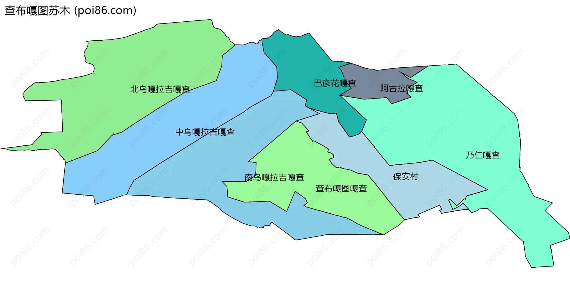 查布嘎图苏木边界地图(五级行政区划)