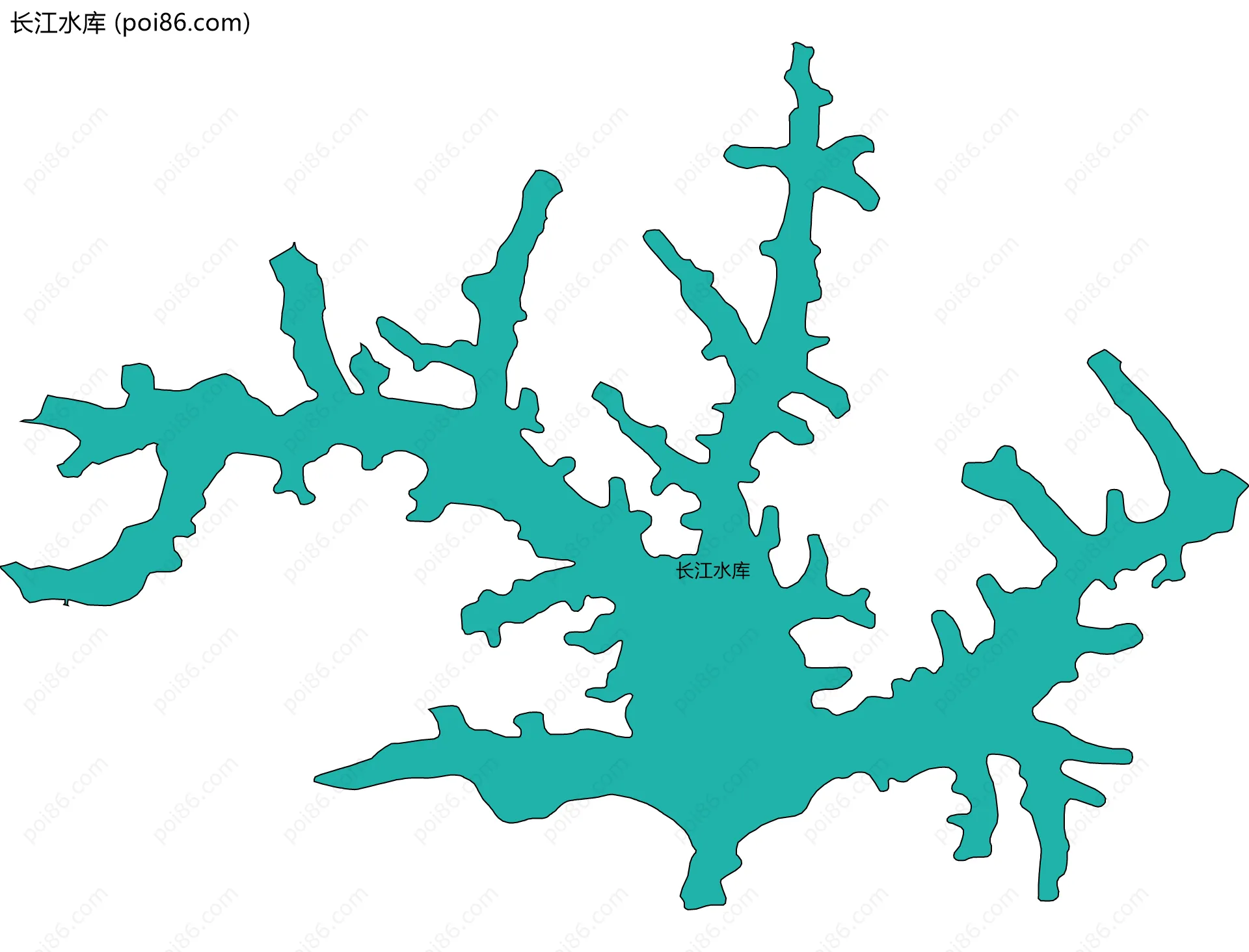 长江水库边界地图(五级行政区划)